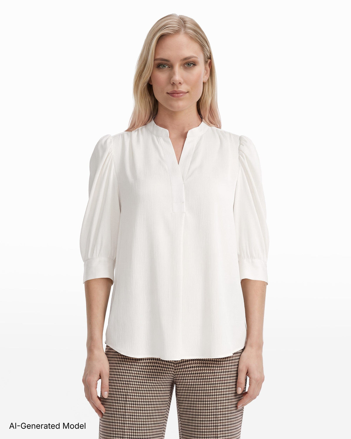 Anne Klein WHITE DOVE Puff Sleeve Blouse