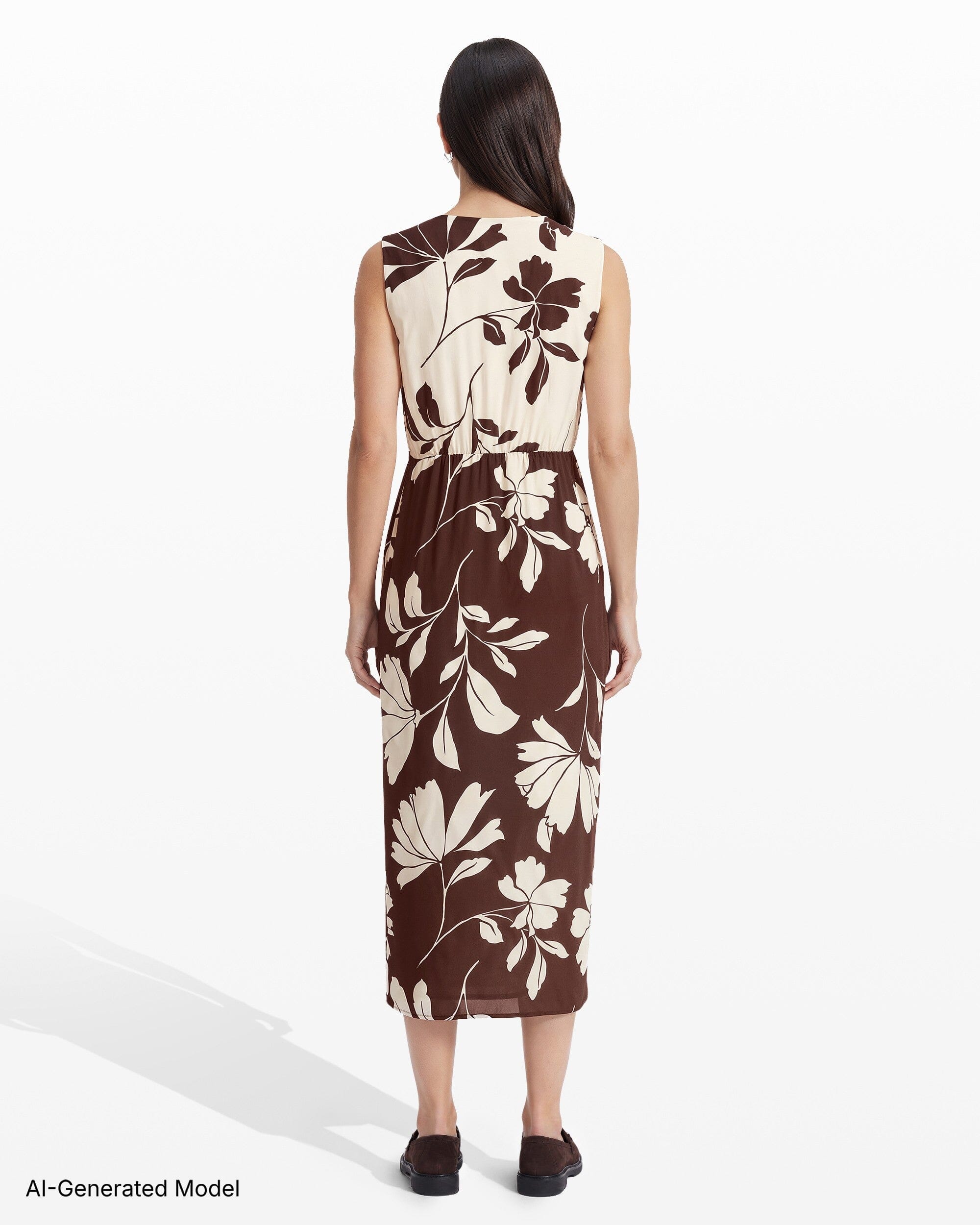 Anne Klein Draped Faux Wrap Sleeveless Modern Midi Dress