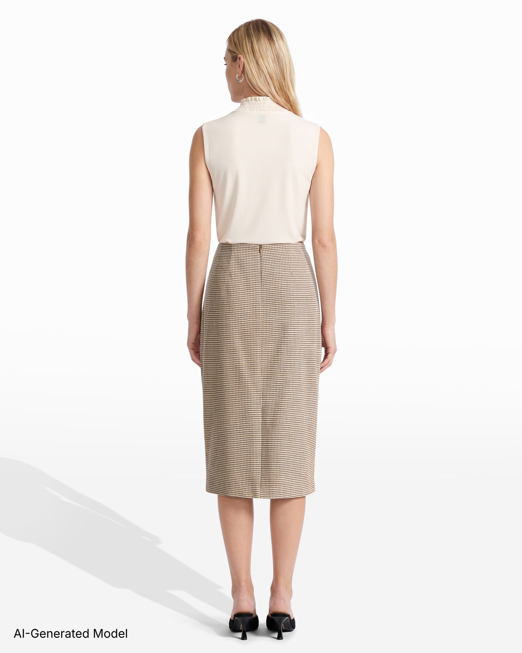 Anne Klein Center Back Zip Midi Skirt