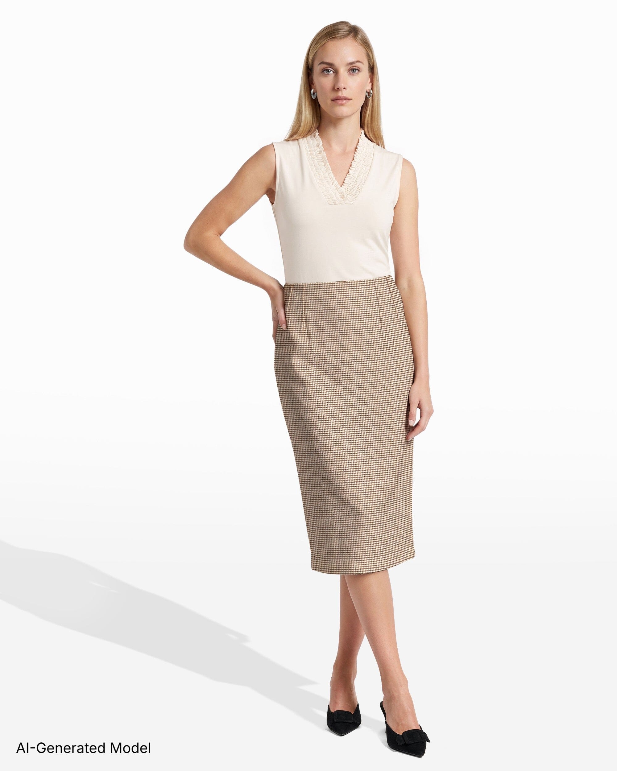 Anne Klein Center Back Zip Midi Skirt