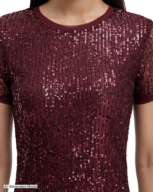 Anne Klein Short Sleeve Banded Neckline Knit Top