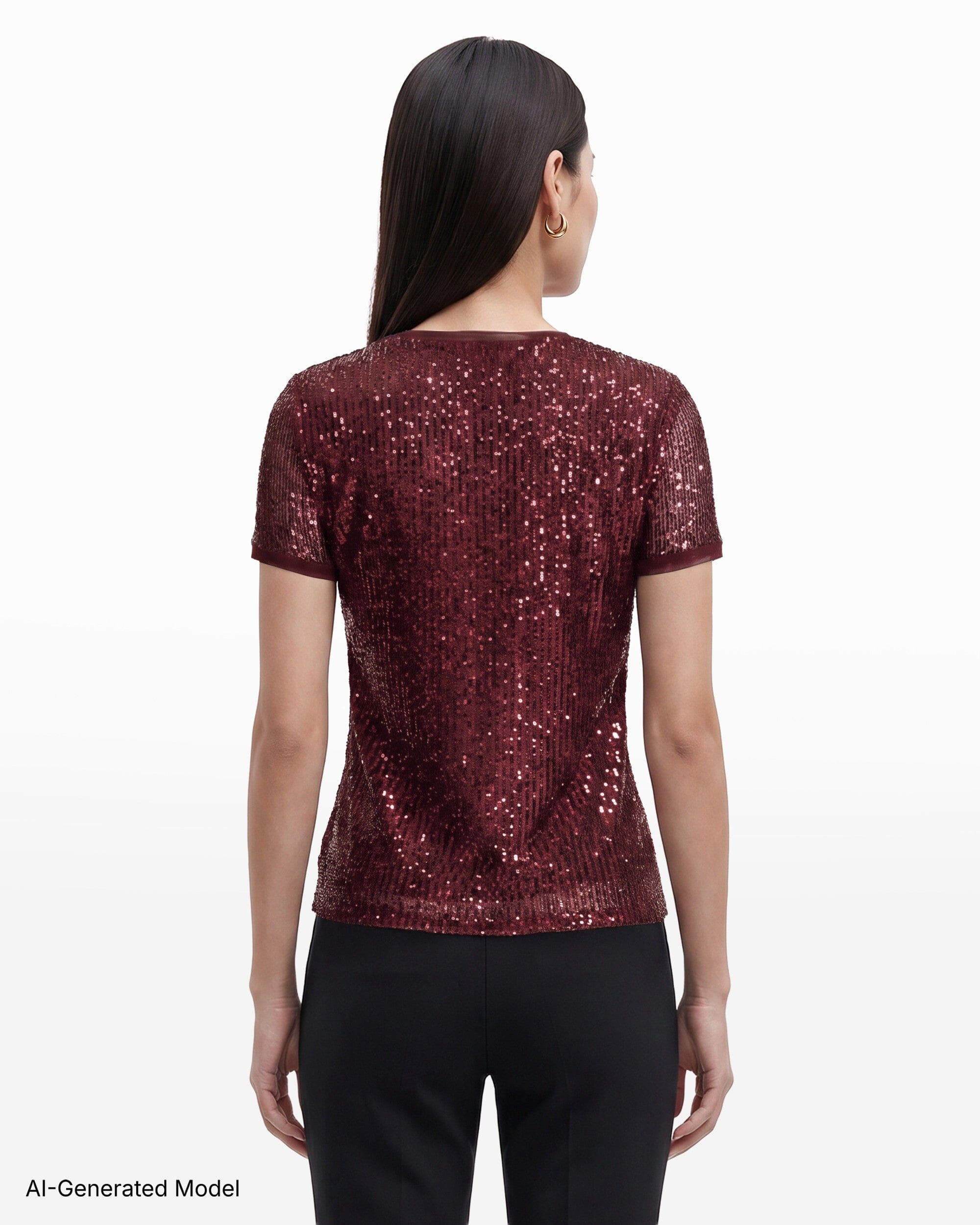 Anne Klein Short Sleeve Banded Neckline Knit Top