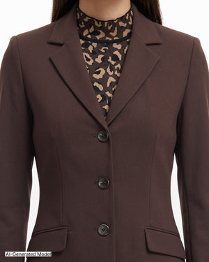 Anne Klein Three-Button Notched Neck Jacket with Flap Hip Pockets
