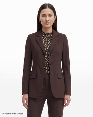 Anne Klein Three-Button Notched Neck Jacket with Flap Hip Pockets