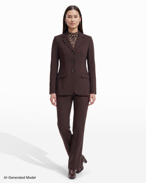 Anne Klein Three-Button Notched Neck Jacket with Flap Hip Pockets