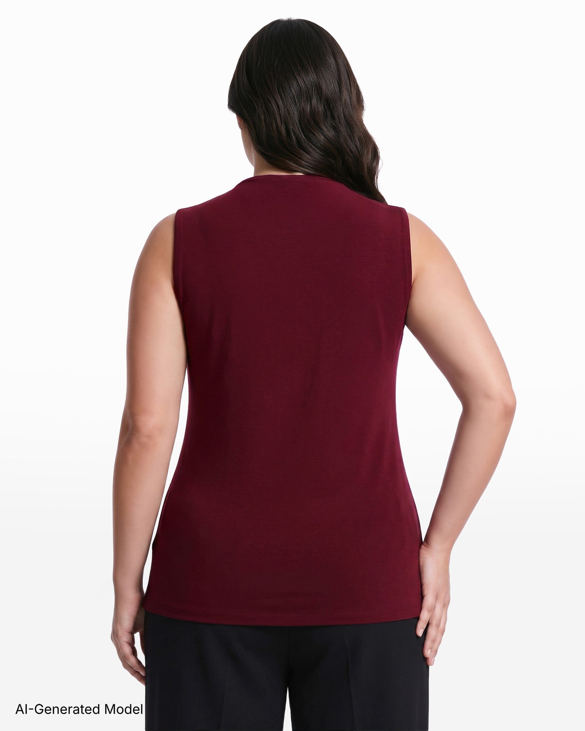 Anne Klein V-Neck Lace Trim Sleeveless Knit Tank Top