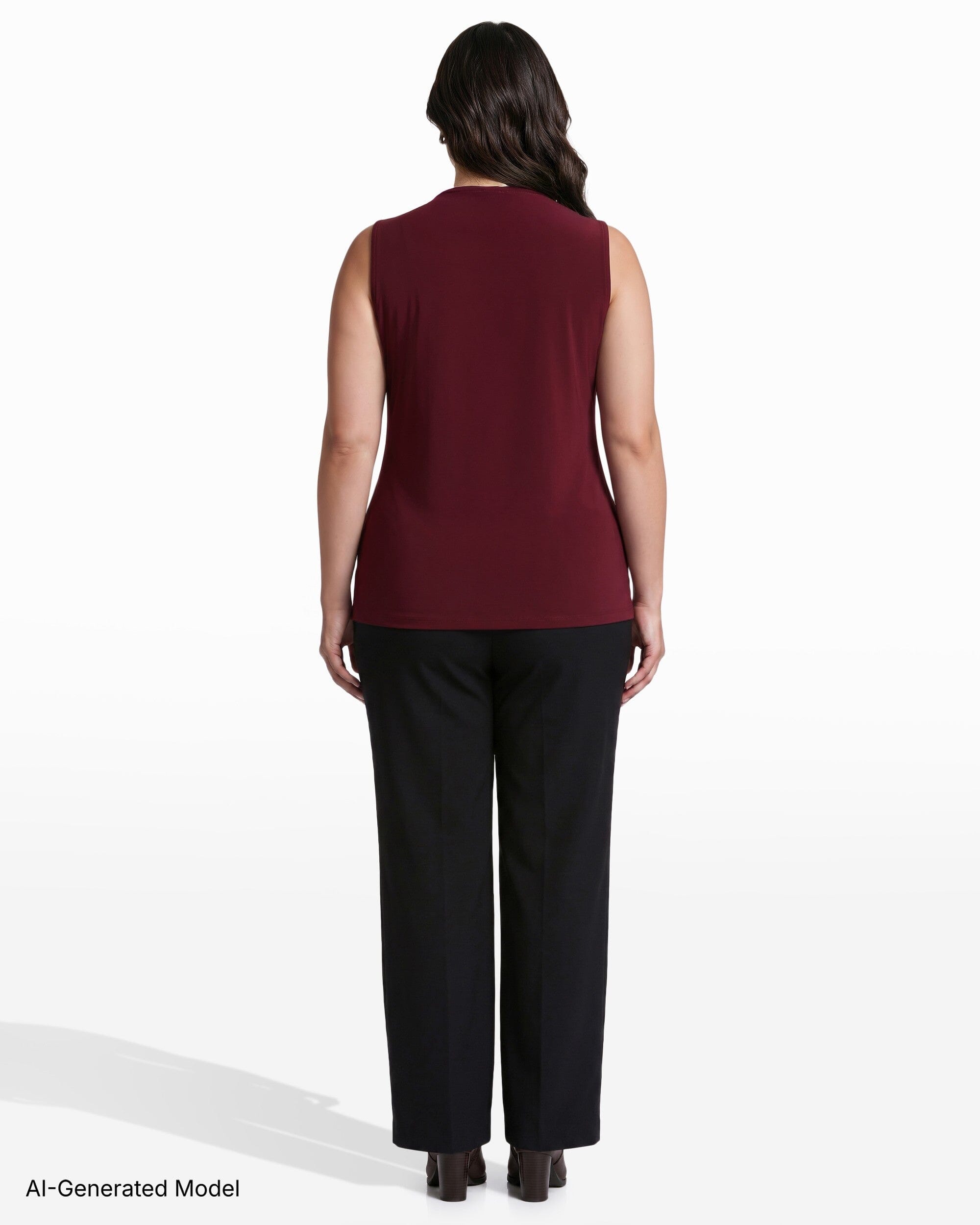Anne Klein V-Neck Lace Trim Sleeveless Knit Tank Top