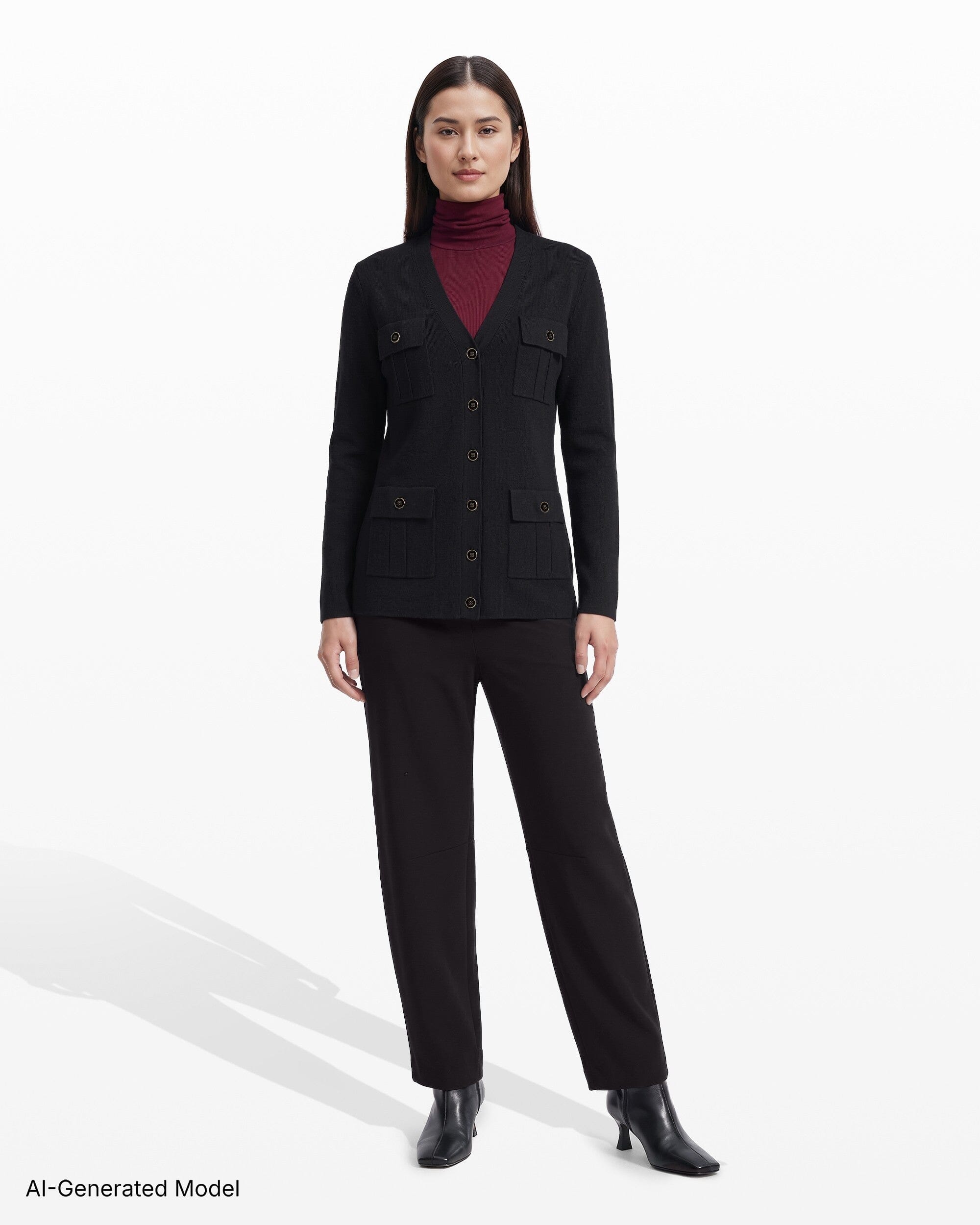 Anne Klein Button-Front Cardigan Sweater With Patch Pockets