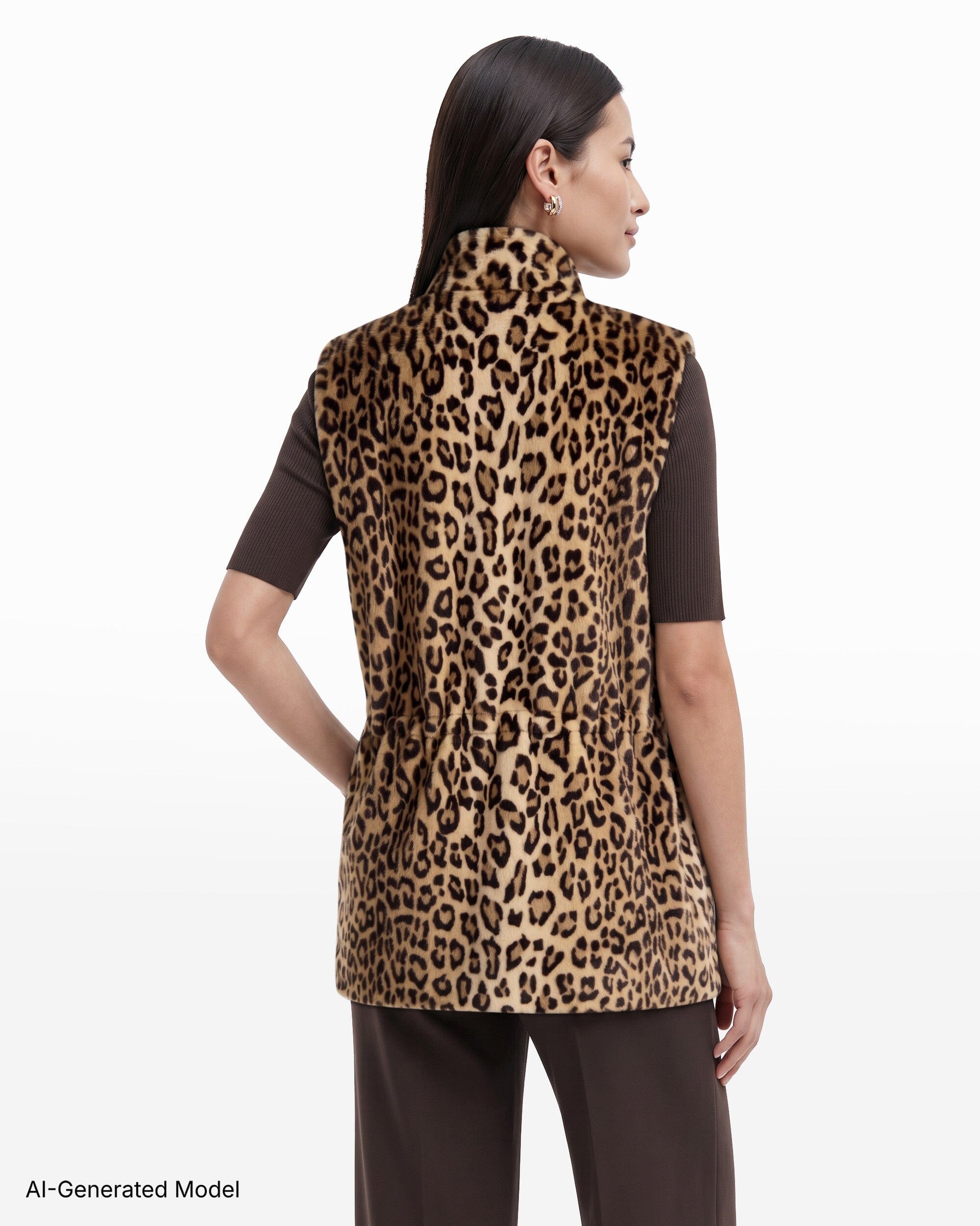 Anne Klein Shawl Neck Sleeveless Vest with Hidden Snap Front and Drawcord