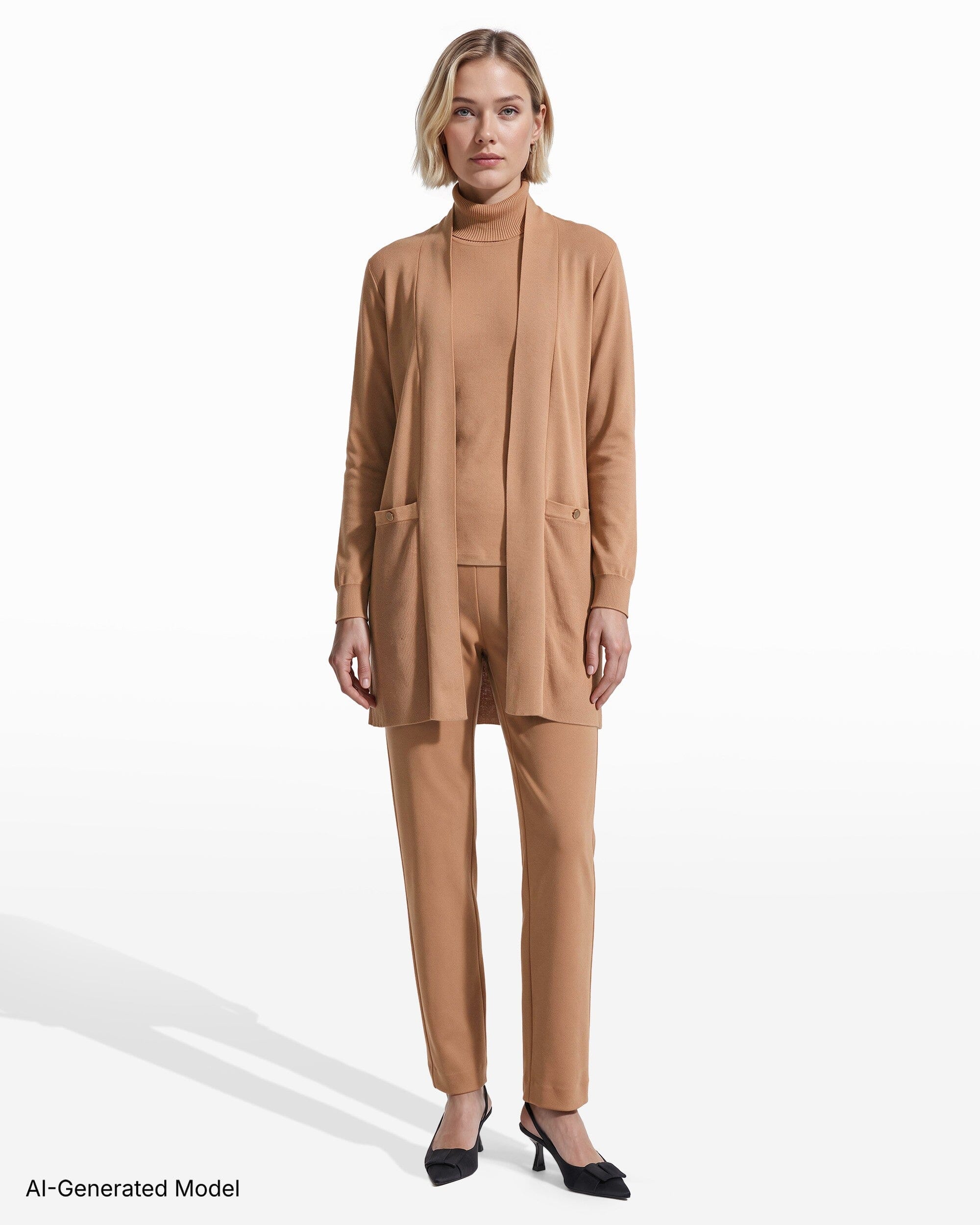 [SKU:12062267_1EH] Pacifica Open Neck Long Sleeve Cardigan Sweater