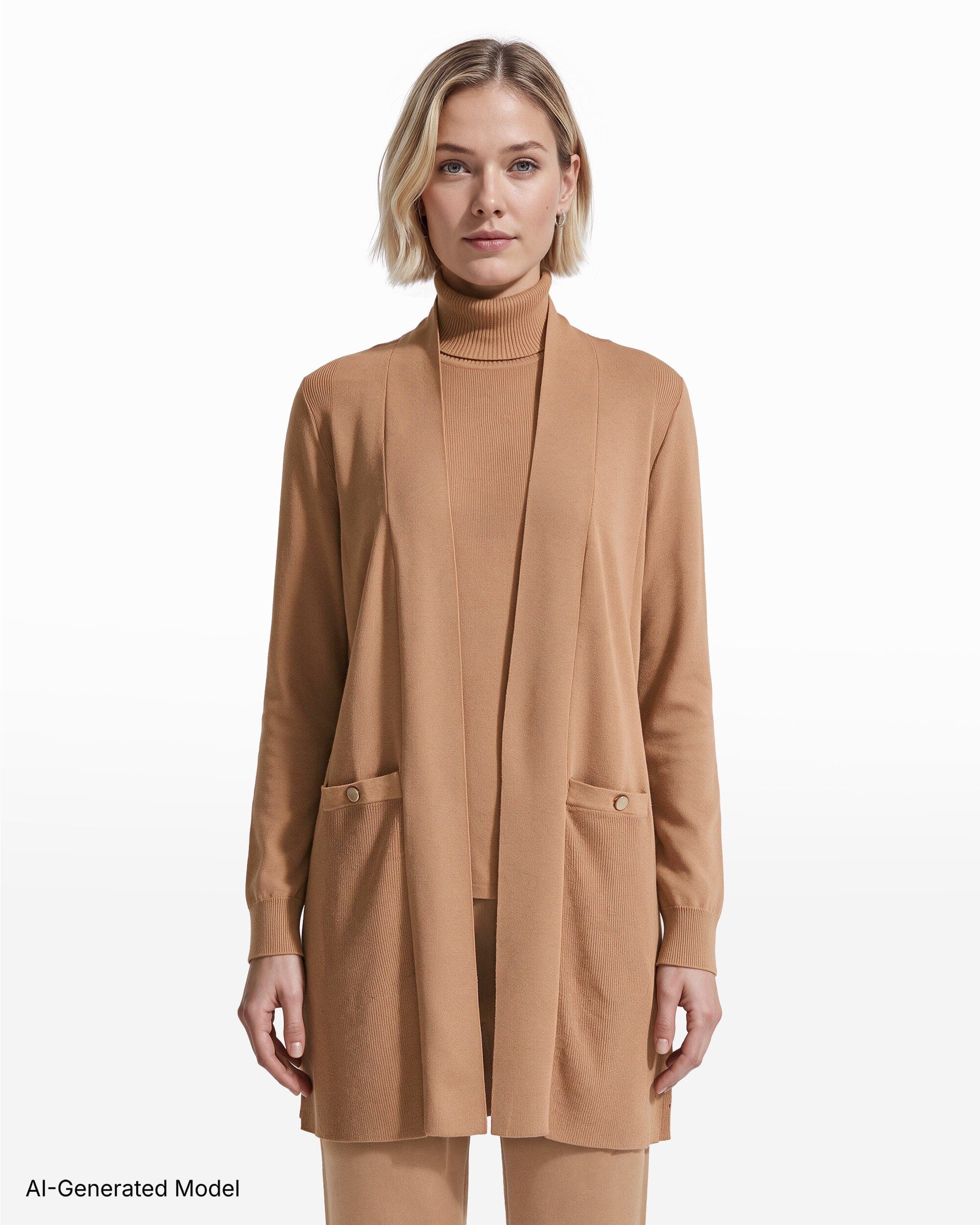 [SKU:12062267_1EH] Pacifica Open Neck Long Sleeve Cardigan Sweater
