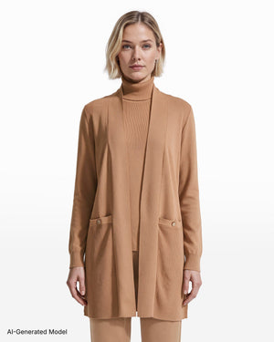 [SKU:12062267_1EH] Pacifica Open Neck Long Sleeve Cardigan Sweater