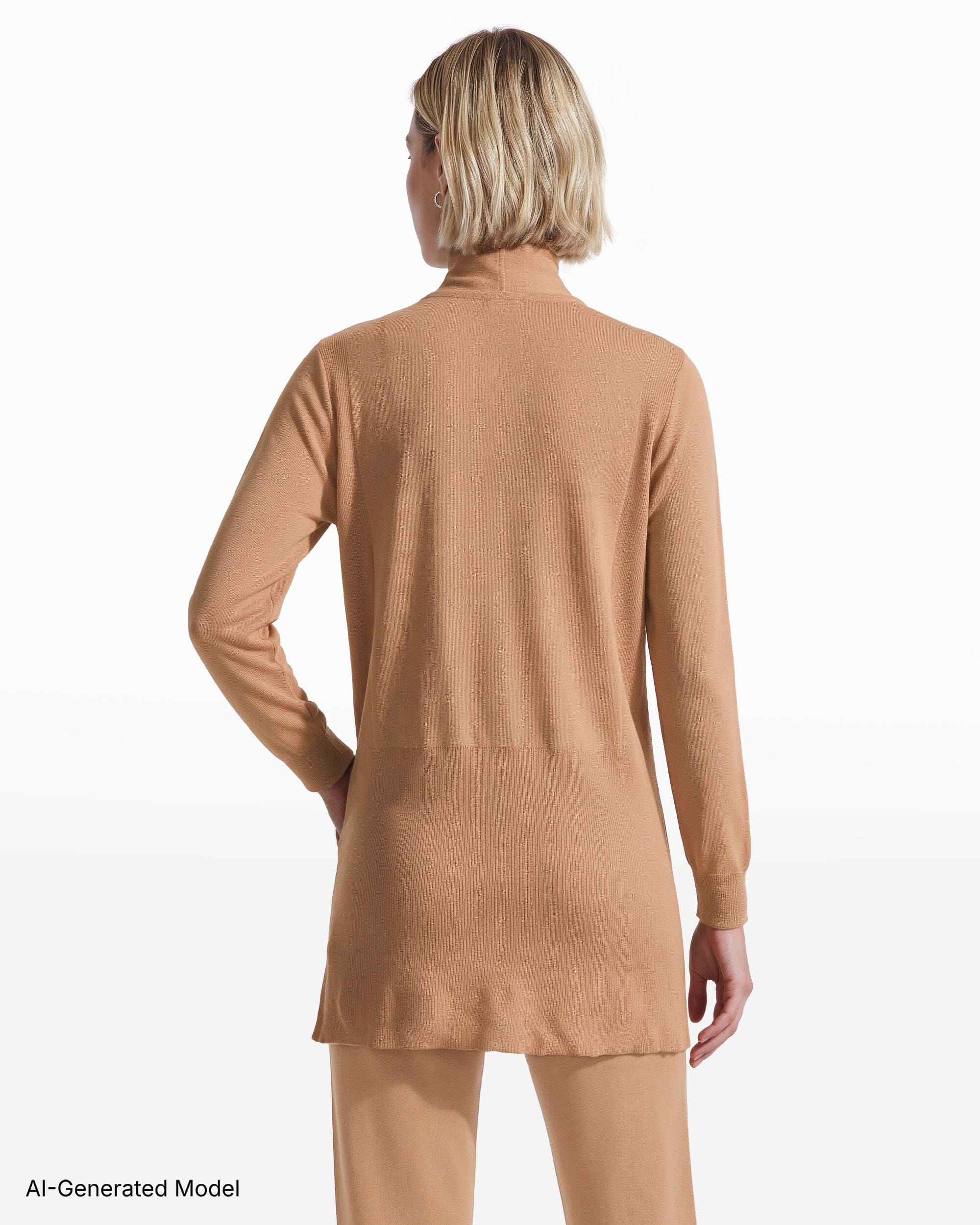 [SKU:12062267_1EH] Pacifica Open Neck Long Sleeve Cardigan Sweater
