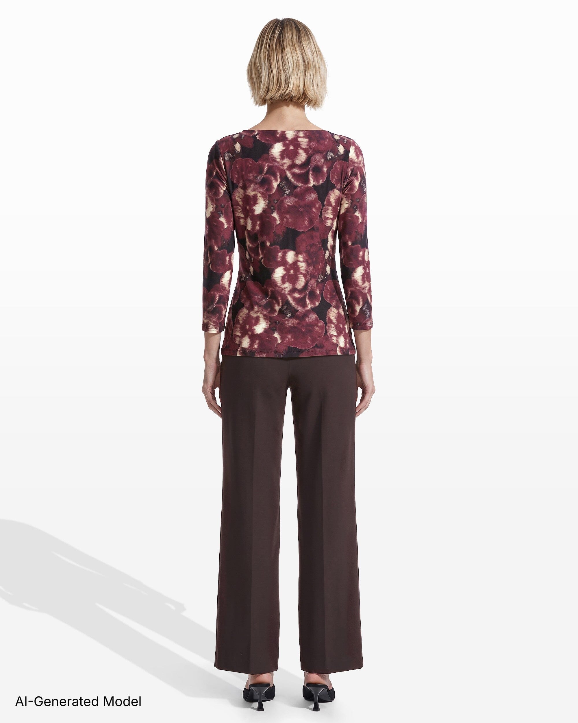 Anne Klein Three-Quarter Sleeve Asymmetric Gathered Twist Knot Hardware Knit Top
