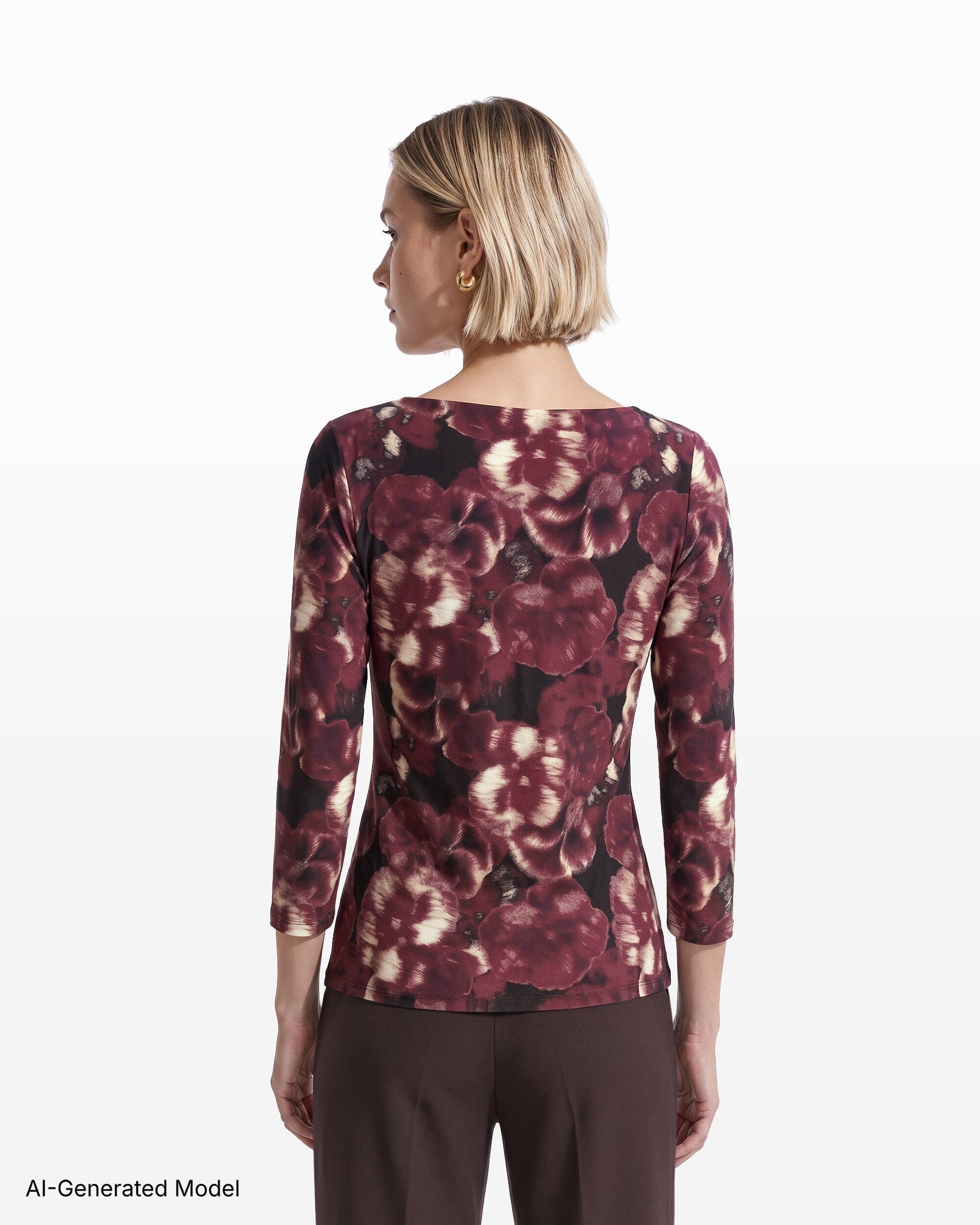 Anne Klein Three-Quarter Sleeve Asymmetric Gathered Twist Knot Hardware Knit Top