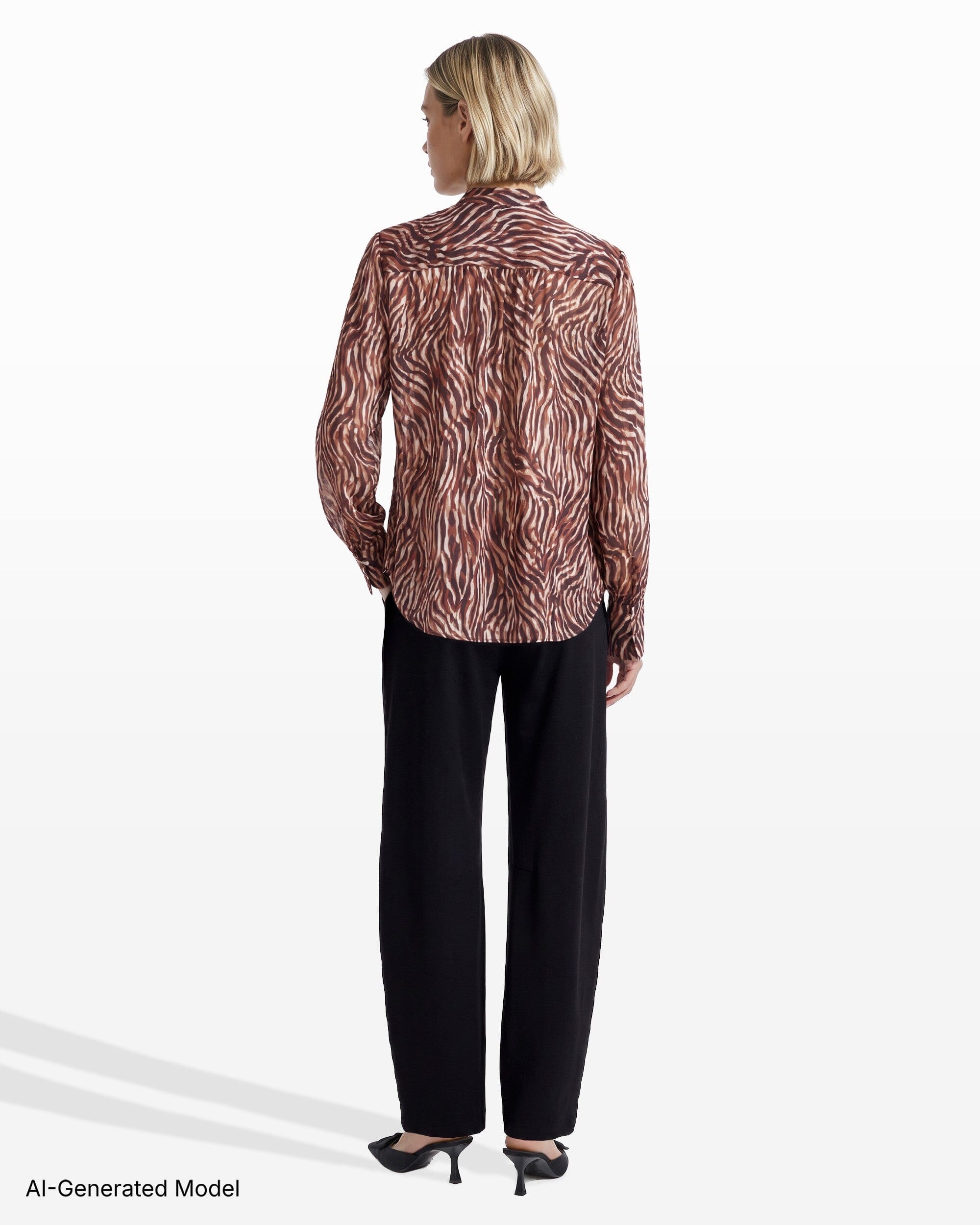 Anne Klein Long Sleeve V-Neck Pleated Front Blouse
