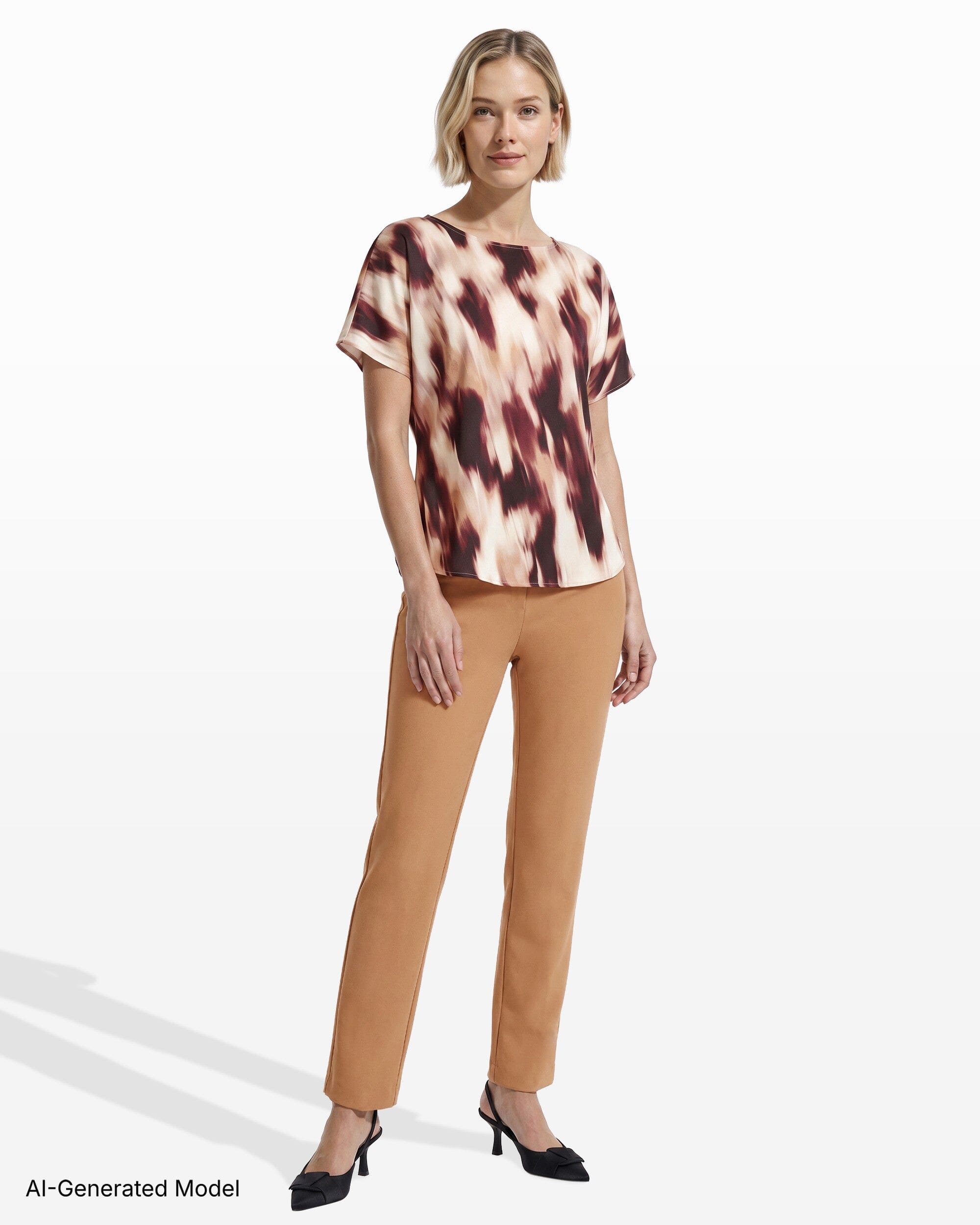 Anne Klein Cowl Neck Short Sleeve Woven Blouse