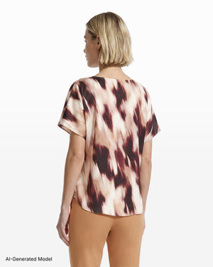 Anne Klein Cowl Neck Short Sleeve Woven Blouse