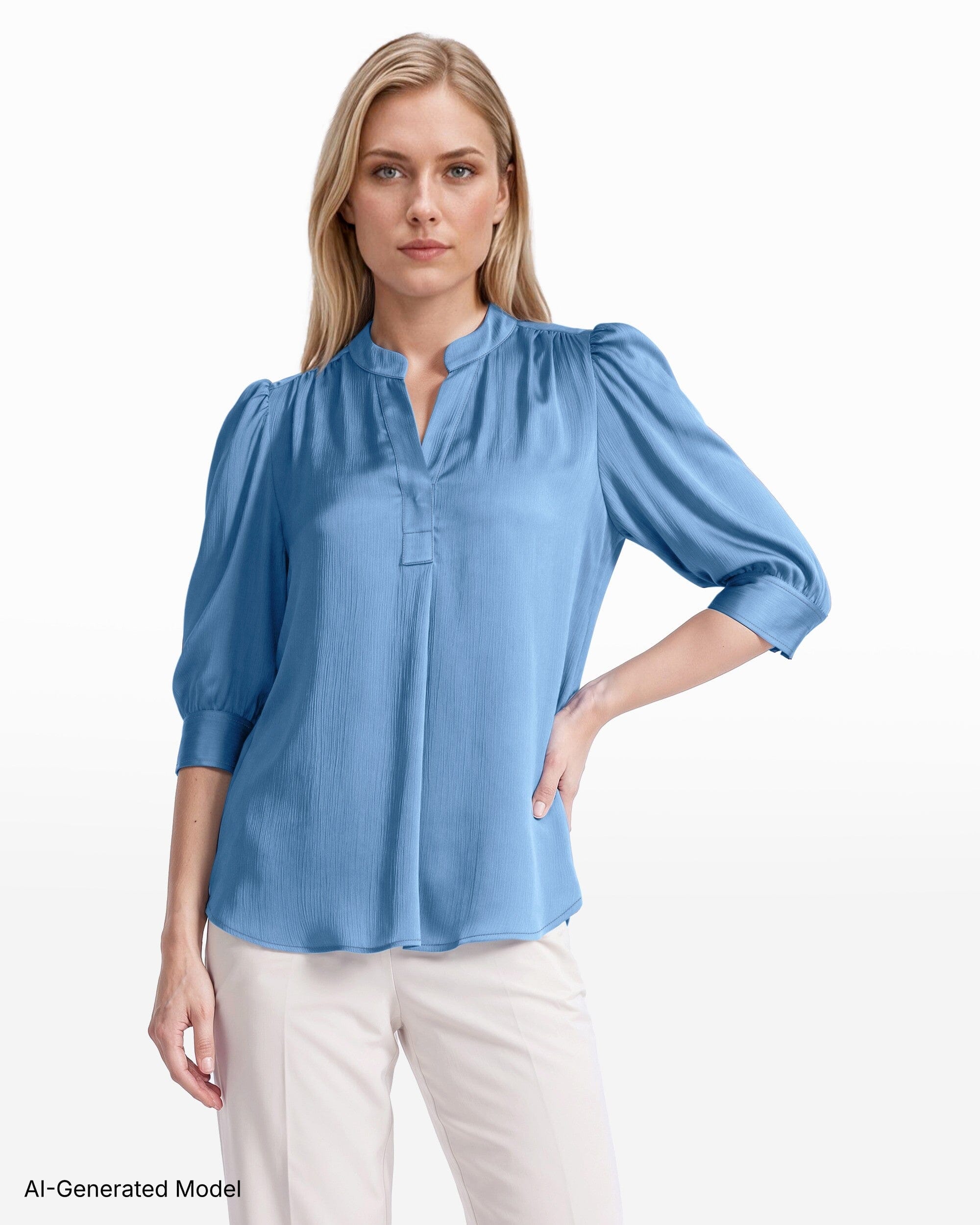Anne Klein Short Puff Sleeves Top