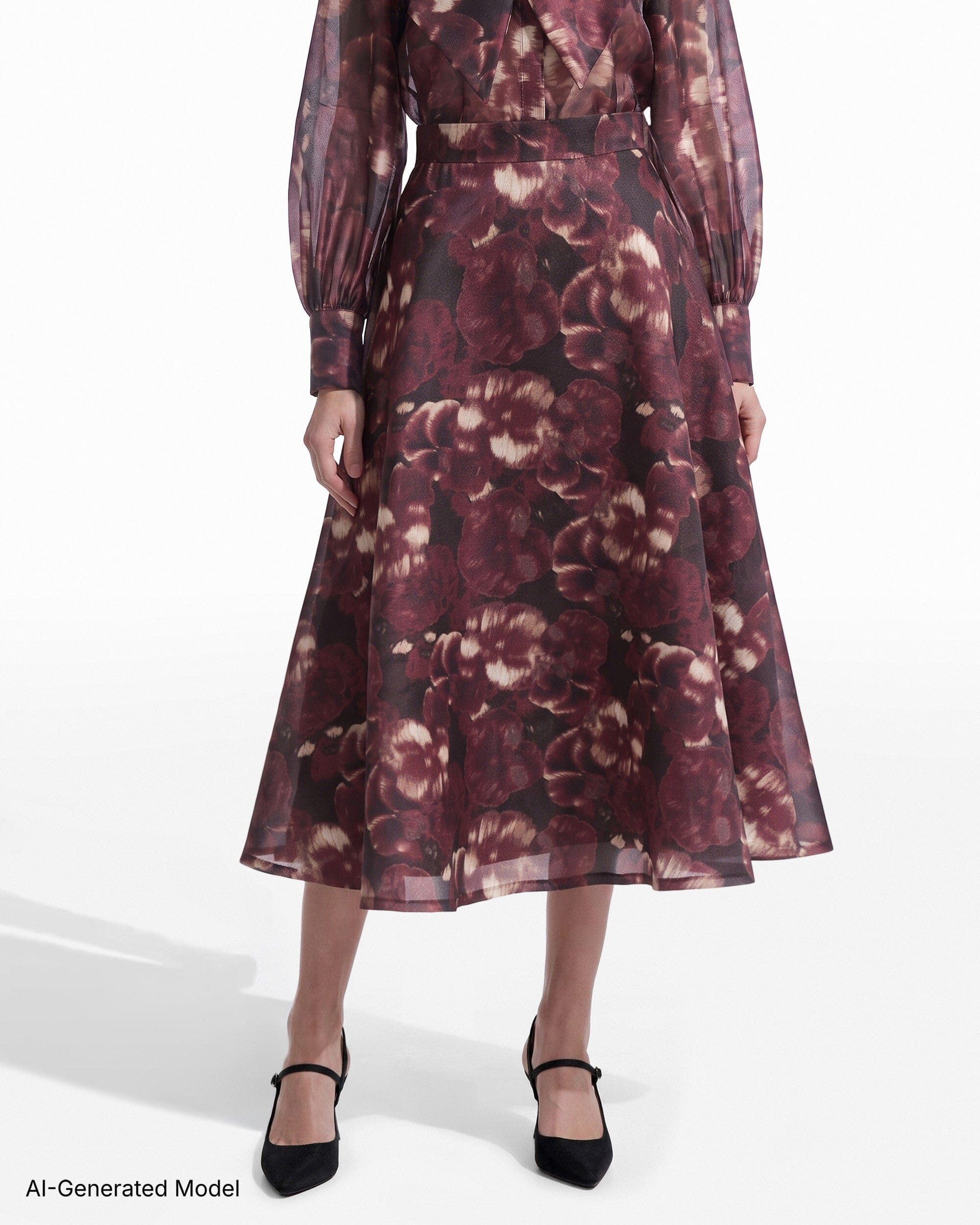 Anne Klein Circle Midi Skirt with Center Back Zip