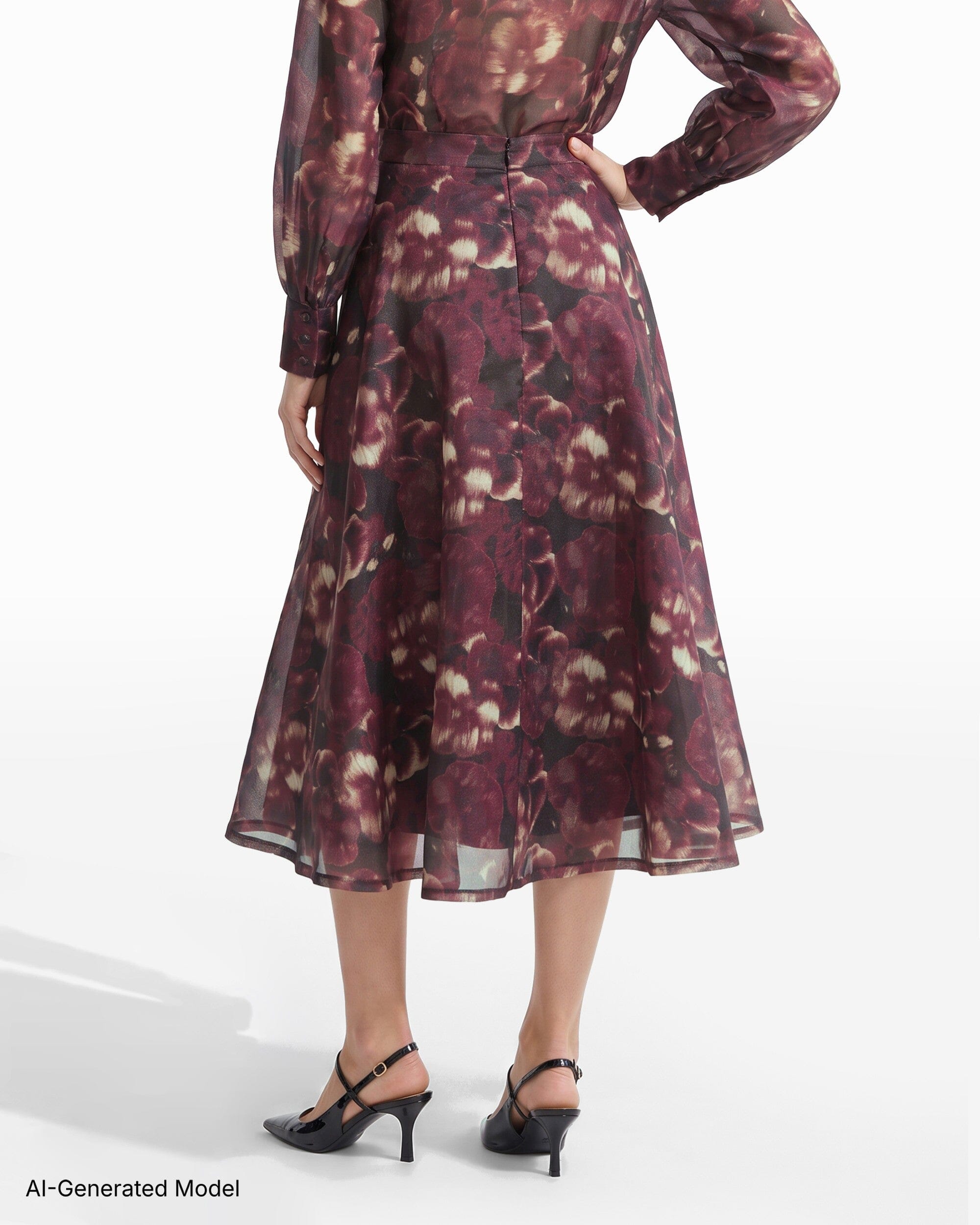 Anne Klein Circle Midi Skirt with Center Back Zip