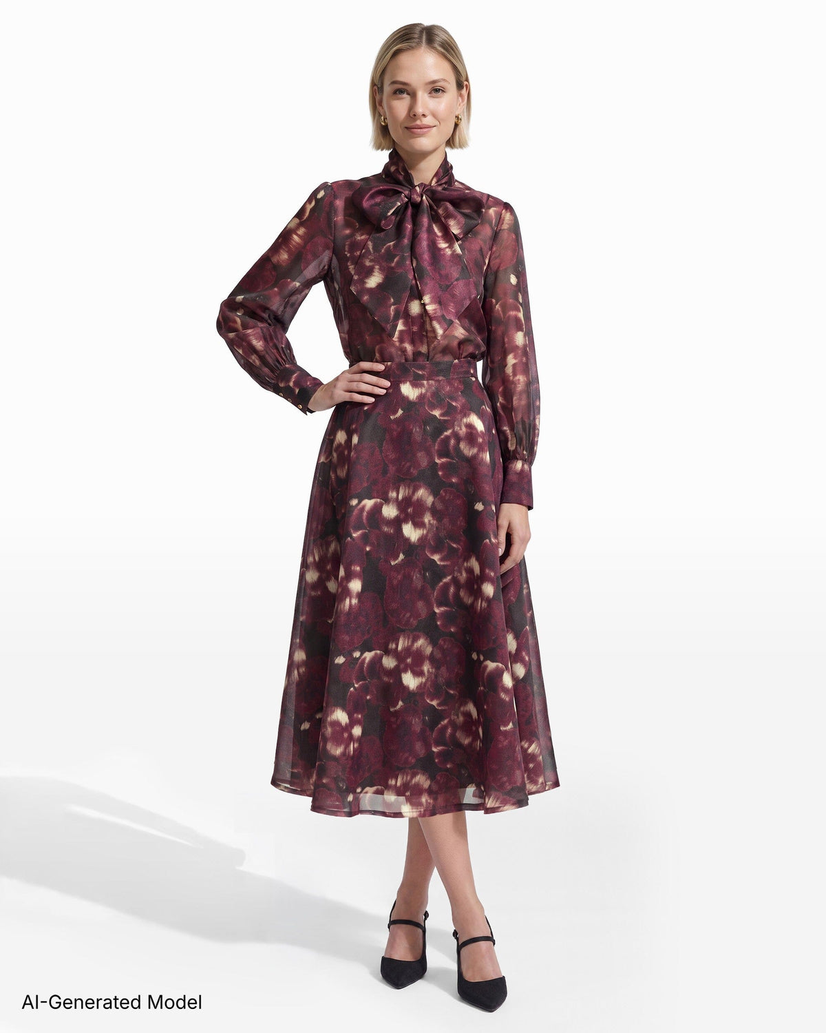 Anne Klein Circle Midi Skirt with Center Back Zip
