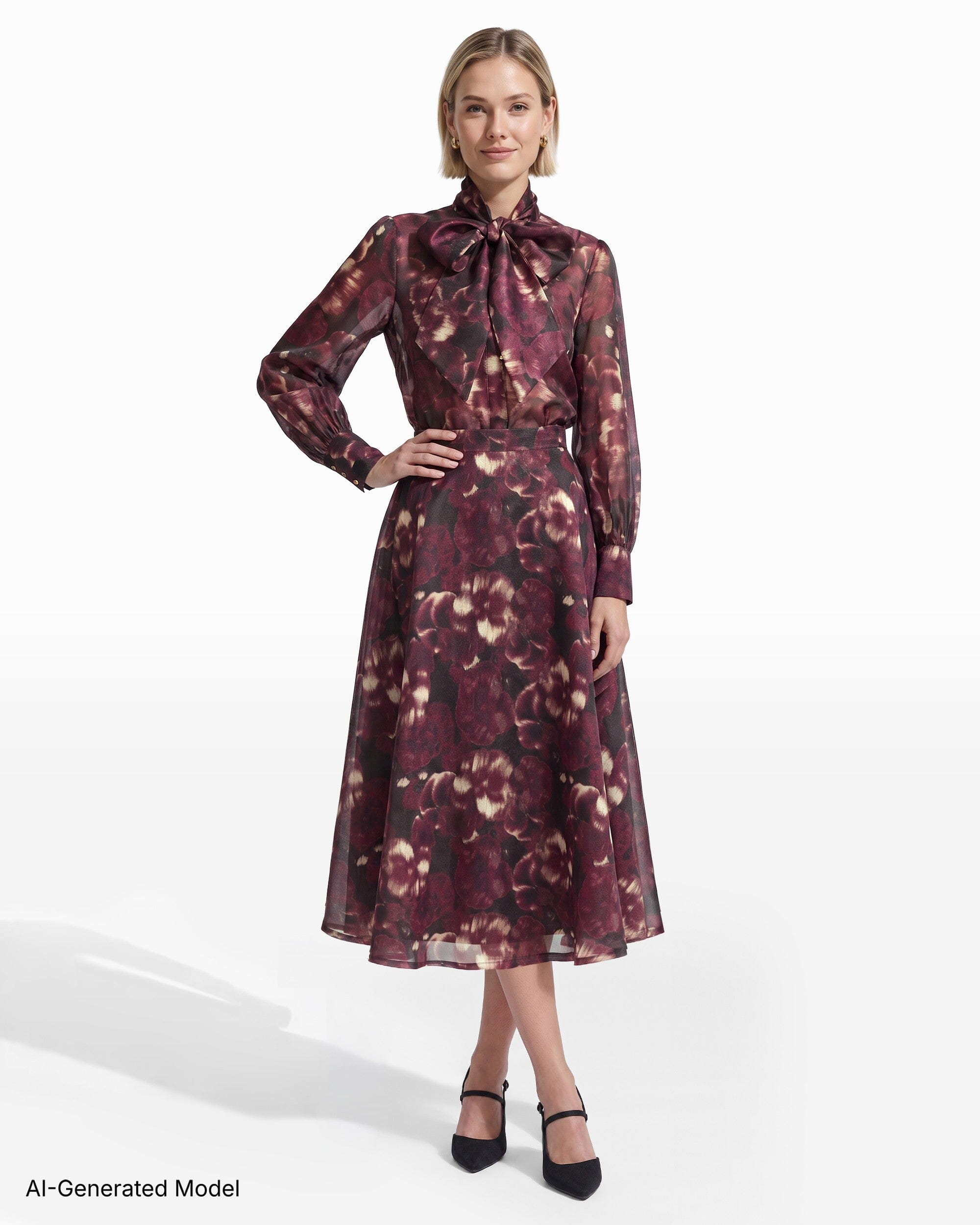 Anne Klein Circle Midi Skirt with Center Back Zip