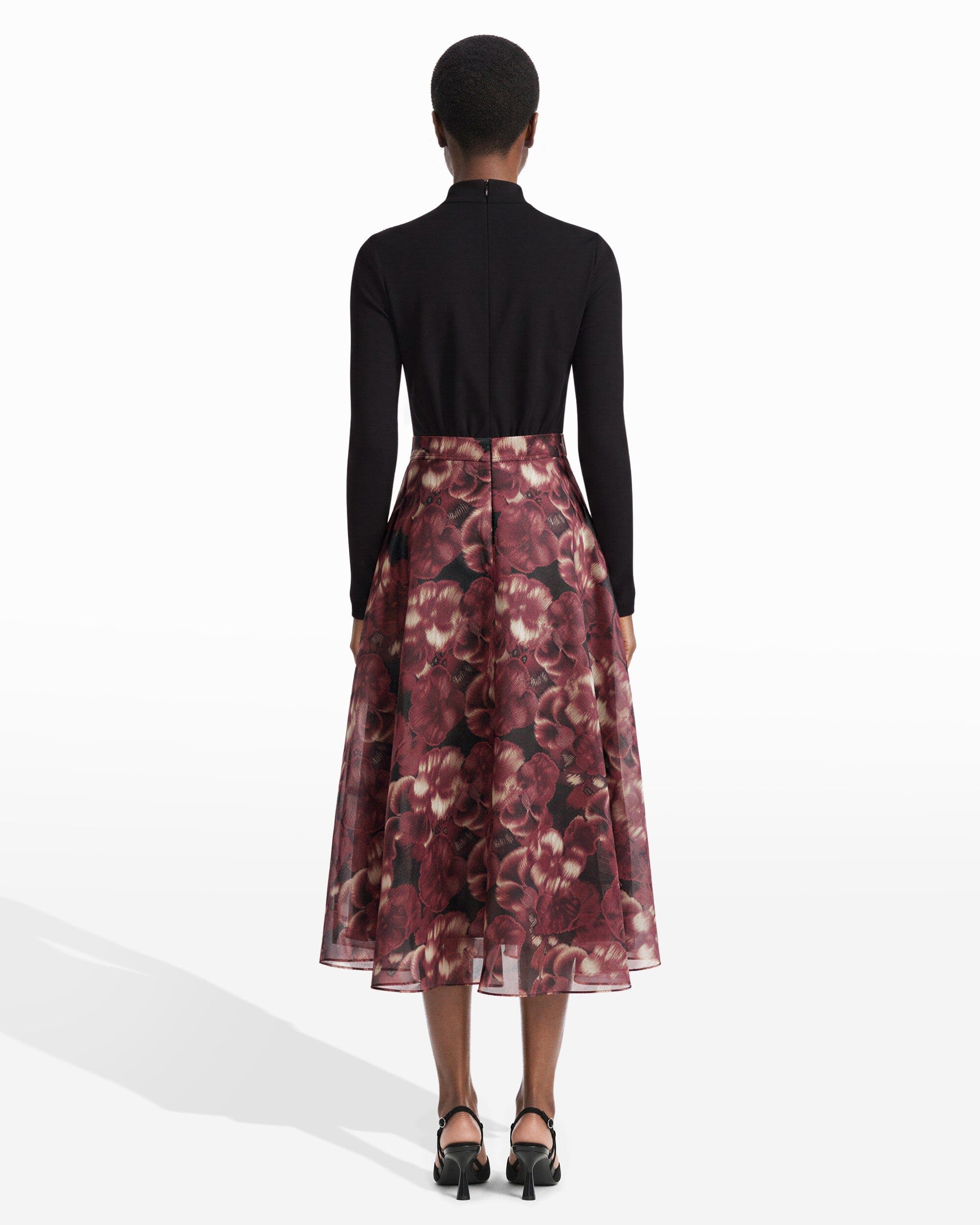 Anne Klein Mock Neck Fit and Flare Long Sleeve Dress