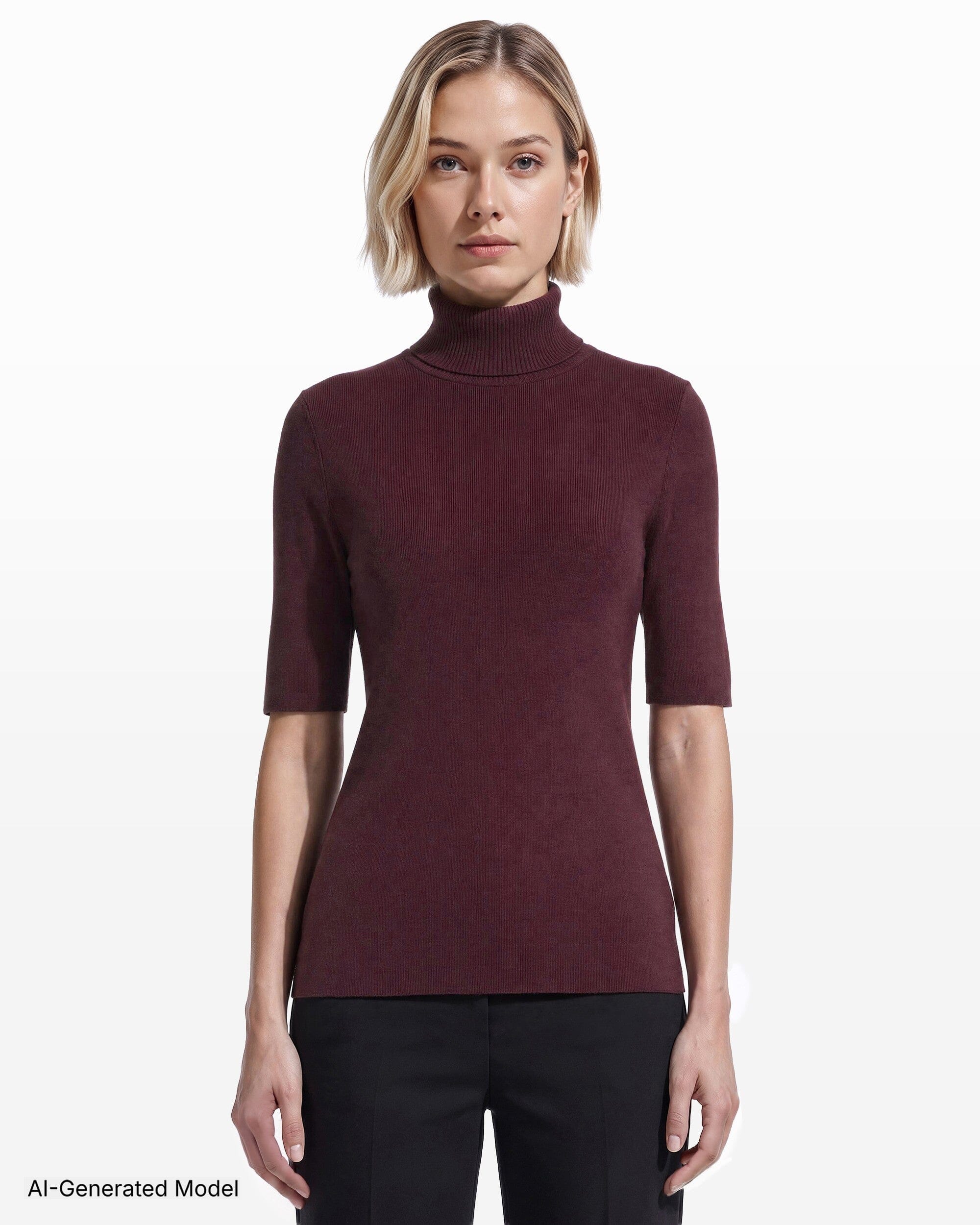Anne Klein Three-Quarter Sleeve Turtleneck Sweater