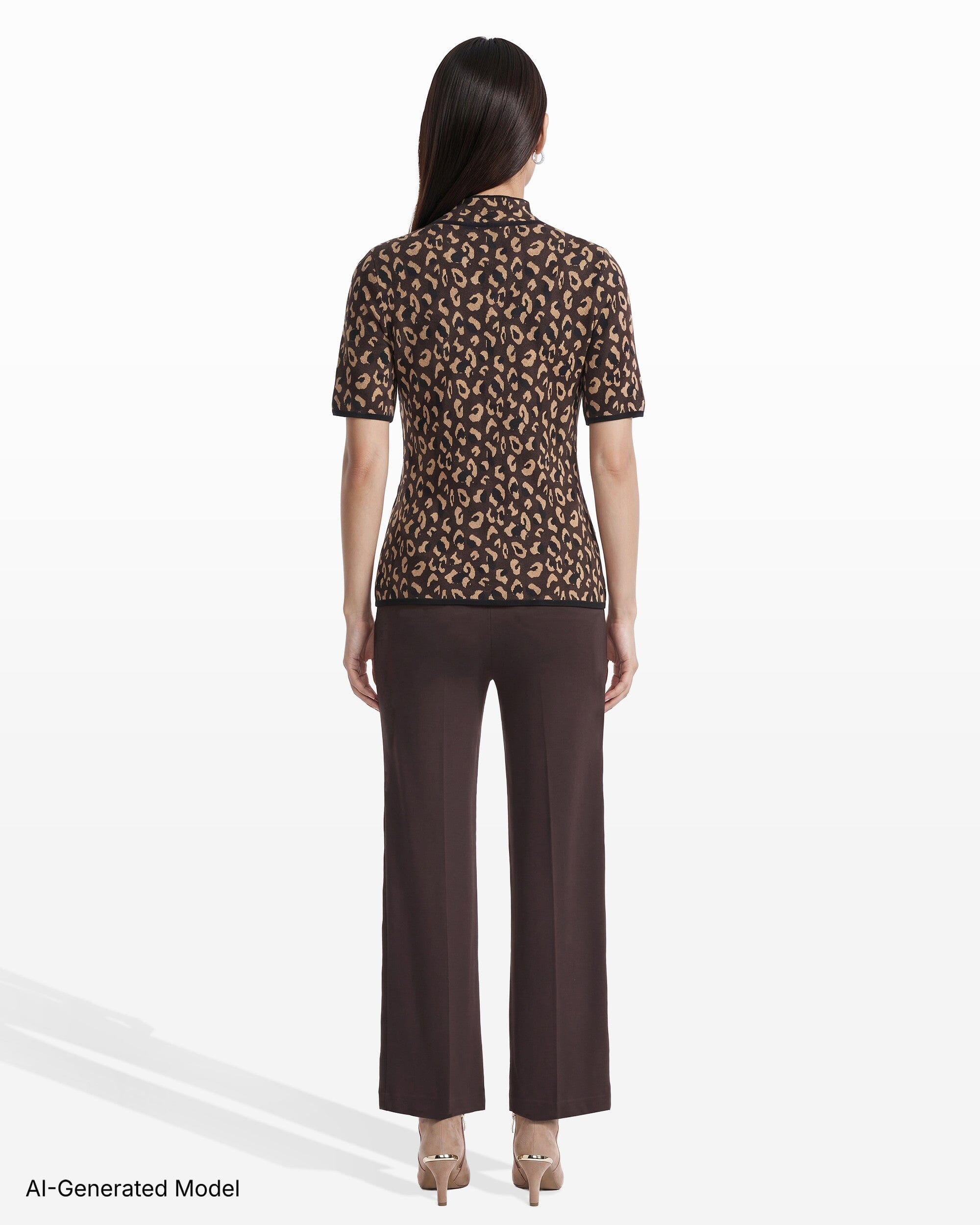 Animal Print Half Sleeve Turtleneck Knit Top Apparel & Accessories Kasper