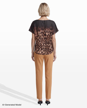 Anne Klein Bateau Neck Short Sleeve Woven Blouse