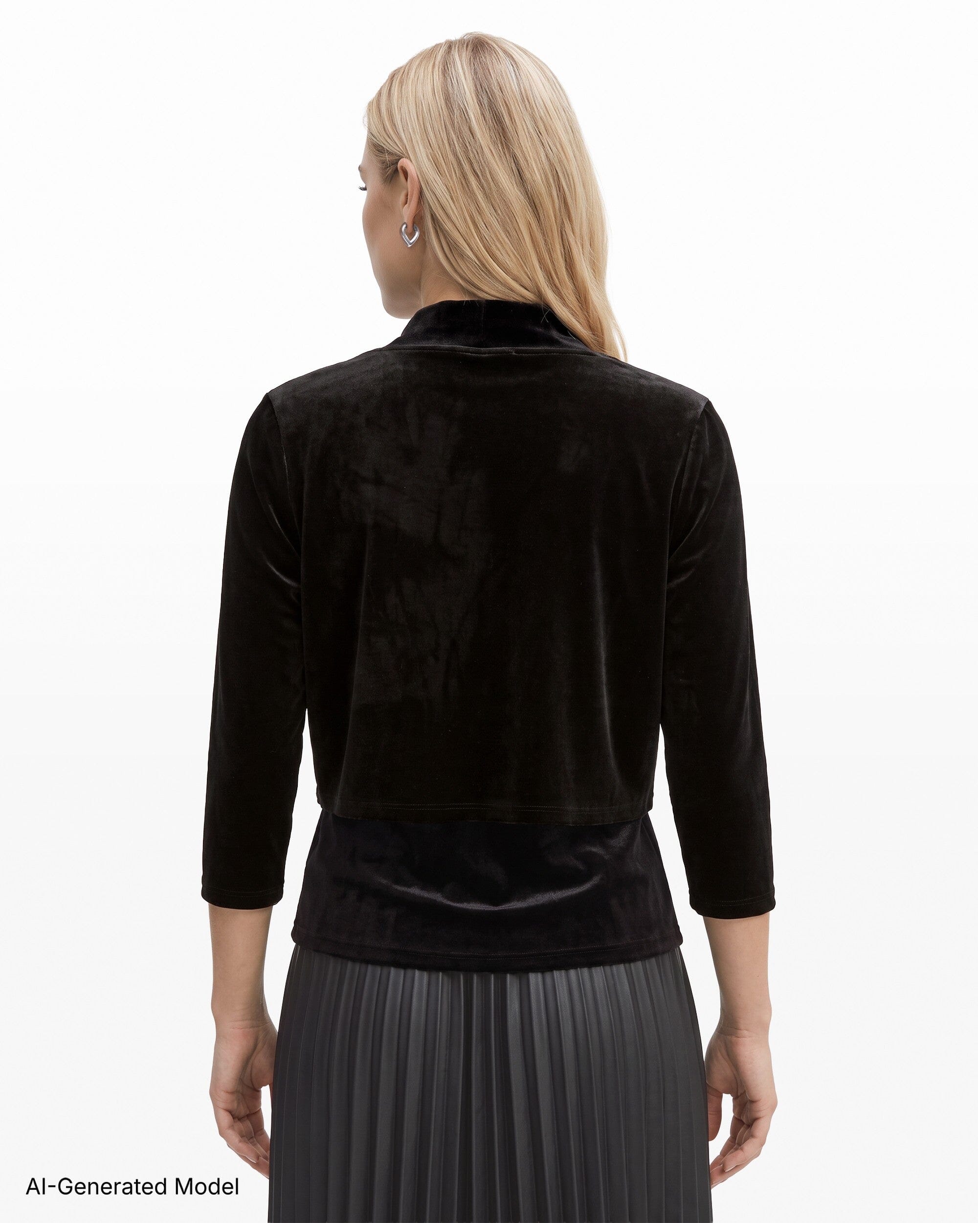 Anne Klein Three-Quarter Sleeve Open Neck Knit Shrug