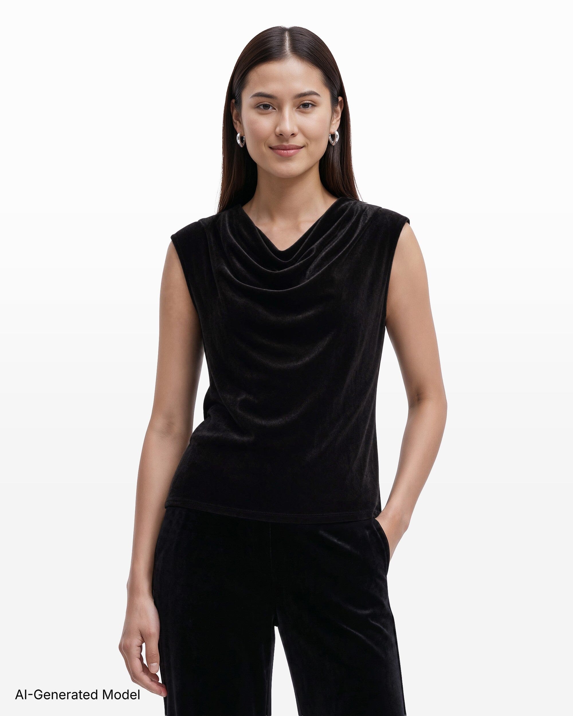 Cowl Neck Sleeveless Knit Top with Extended Shoulder Apparel & Accessories Kasper