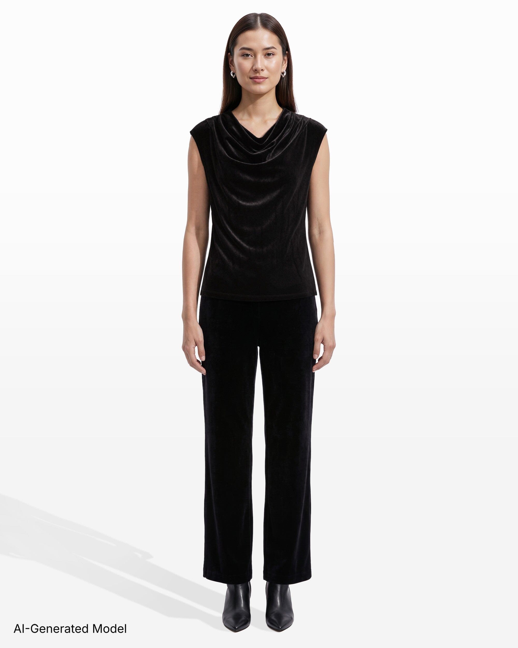 Cowl Neck Sleeveless Knit Top with Extended Shoulder Apparel & Accessories Kasper