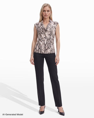 Anne Klein Extended Shoulder Sleeveless Cowl Neck Collar Top