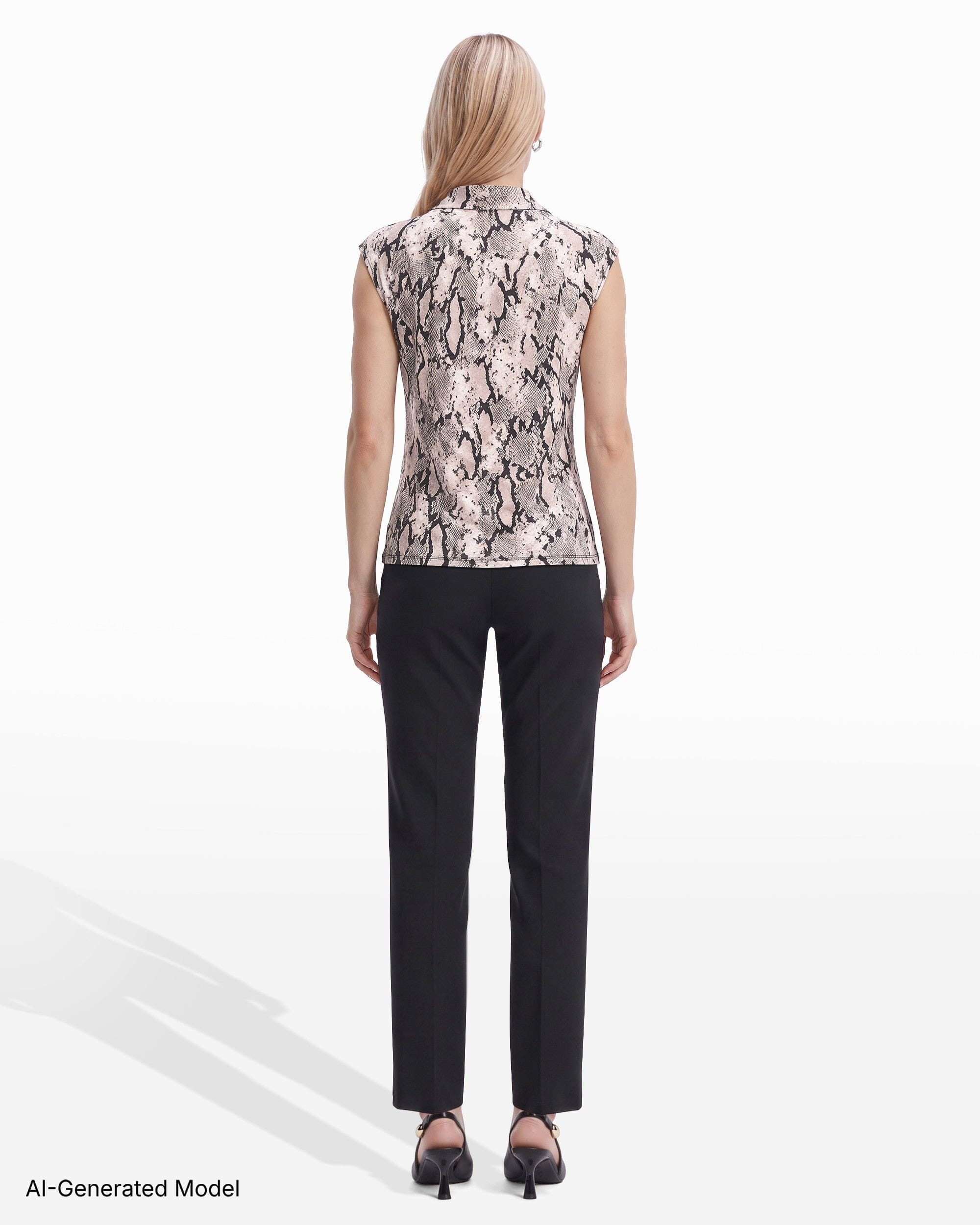 Anne Klein Extended Shoulder Sleeveless Cowl Neck Collar Top