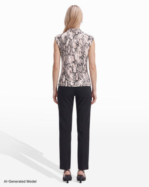 Anne Klein Extended Shoulder Sleeveless Cowl Neck Collar Top