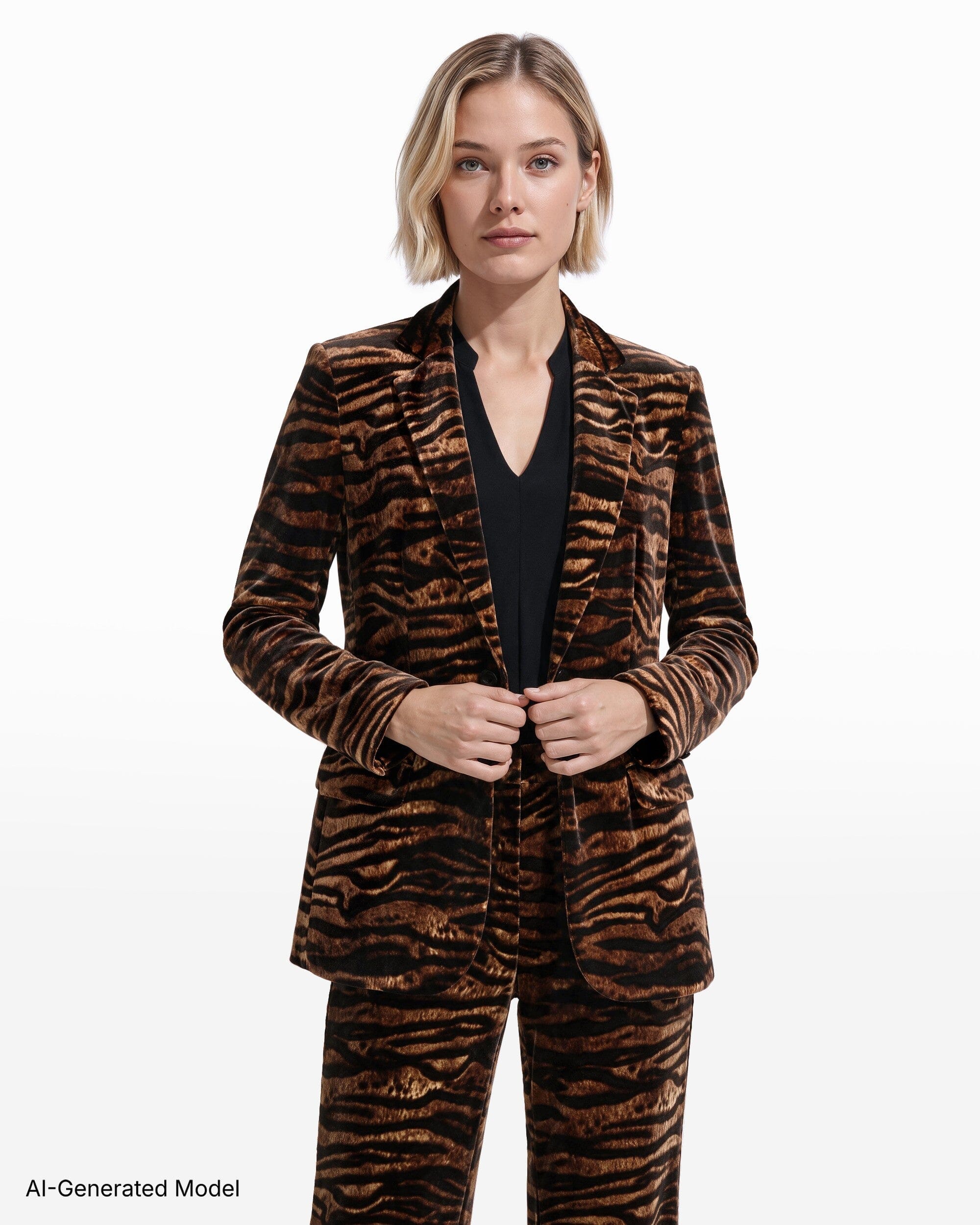 Anne Klein Notch Collar One-Button Jacket with Flap Hip Pockets