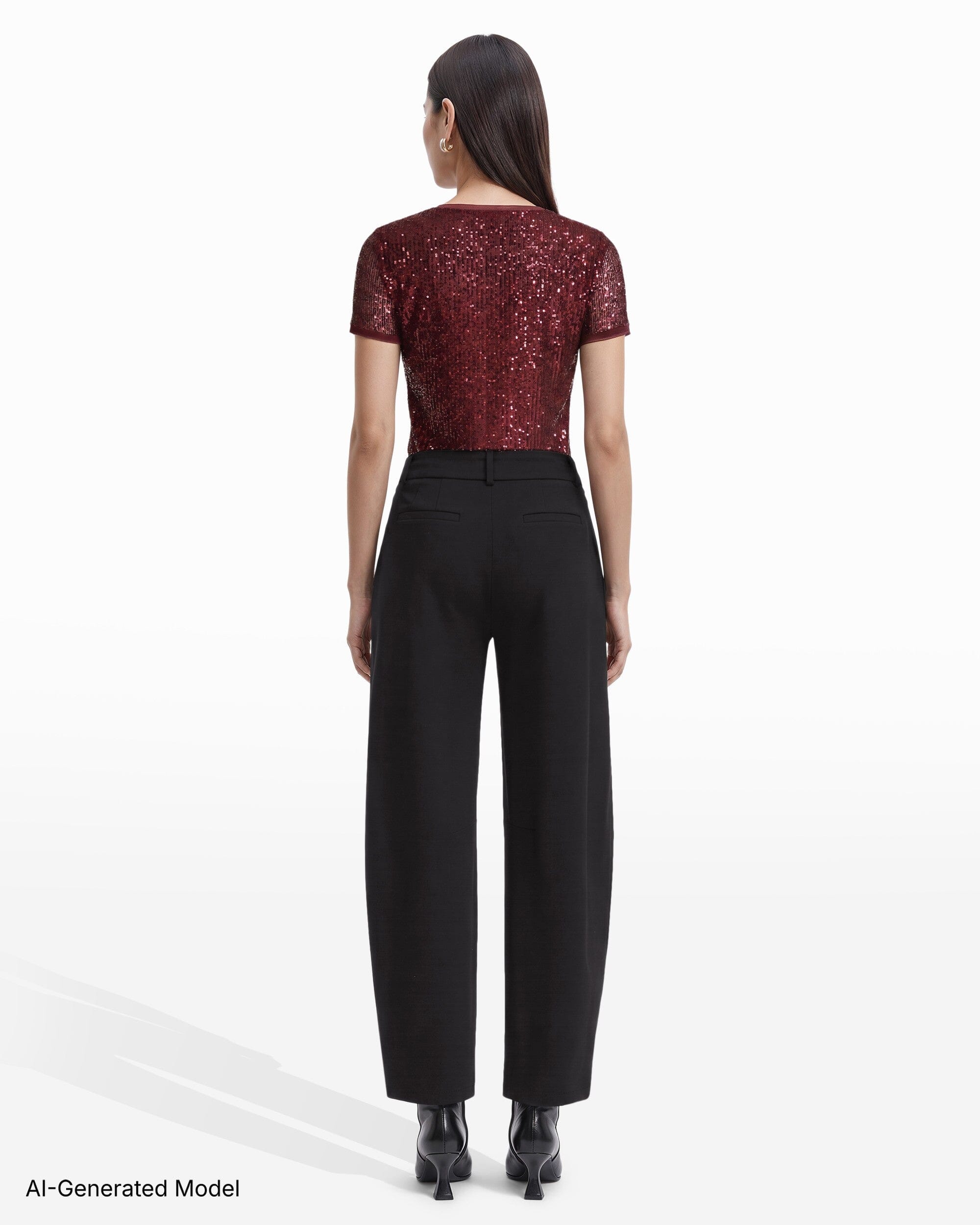 [SKU:12066327_3QK] Pull-On Barrel Leg Mid-Rise Pant with Slash Pockets