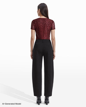 [SKU:12066327_3QK] Pull-On Barrel Leg Mid-Rise Pant with Slash Pockets