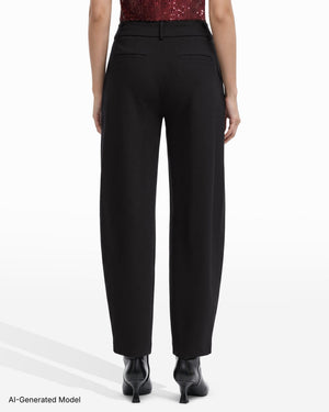 [SKU:12066327_3QK] Pull-On Barrel Leg Mid-Rise Pant with Slash Pockets