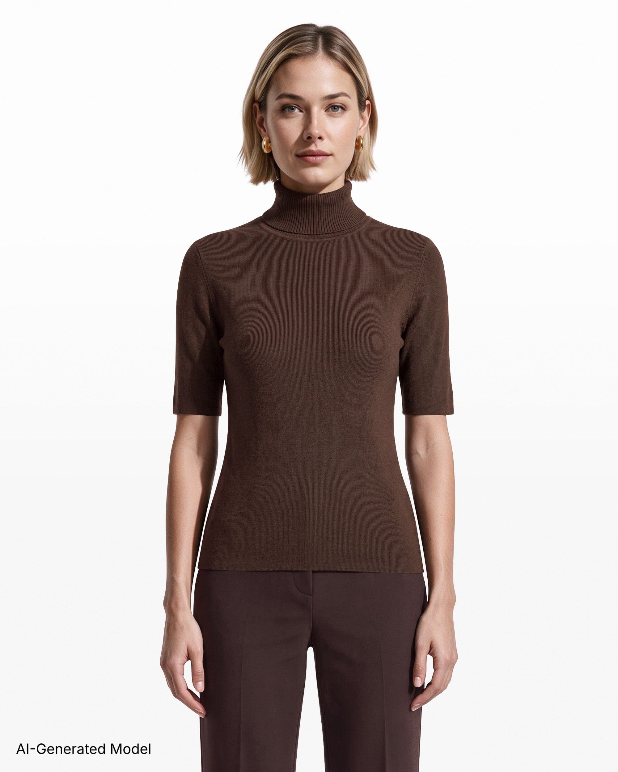 Anne Klein Three-Quarter Sleeve Turtleneck Sweater
