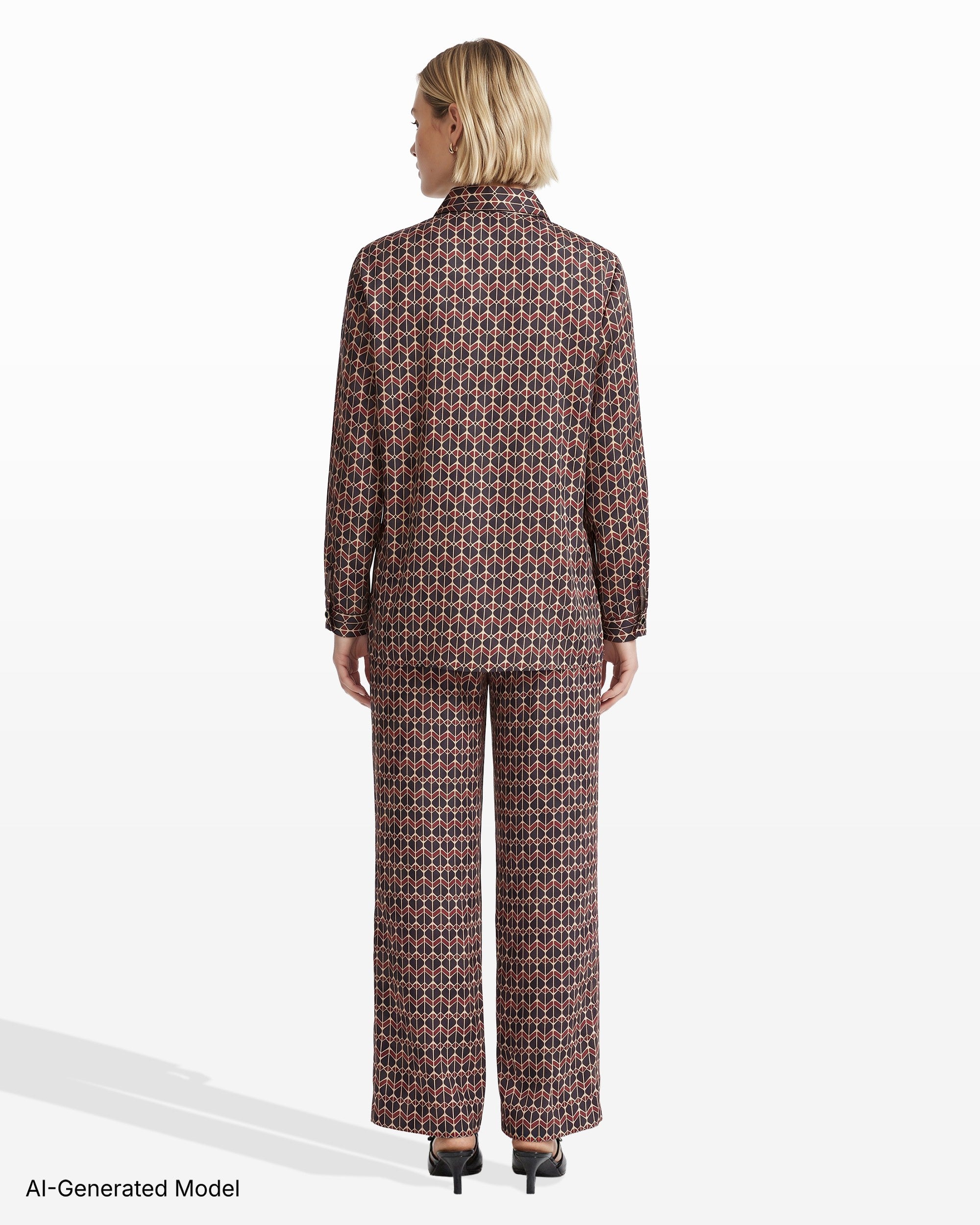 [SKU:12066450_9XO] Button-Down Collared Long Bell Sleeve Woven Top