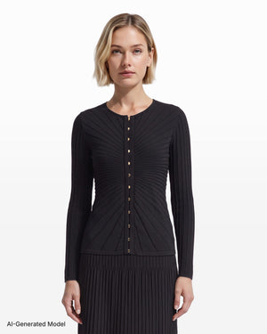 Anne Klein Sunburst Kissing Front Bell Sleeve Cardigan