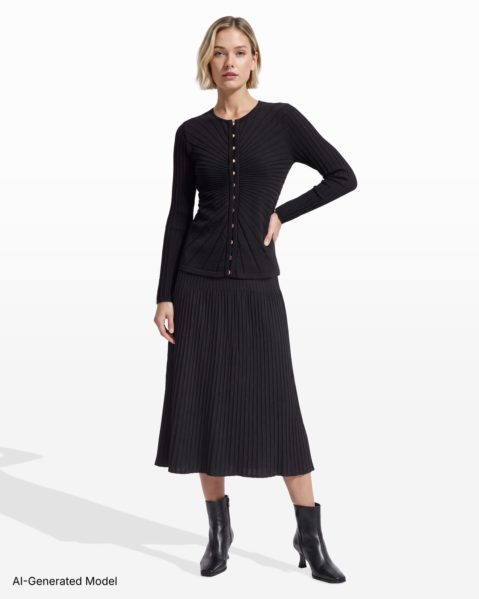 Anne Klein Sunburst Kissing Front Bell Sleeve Cardigan