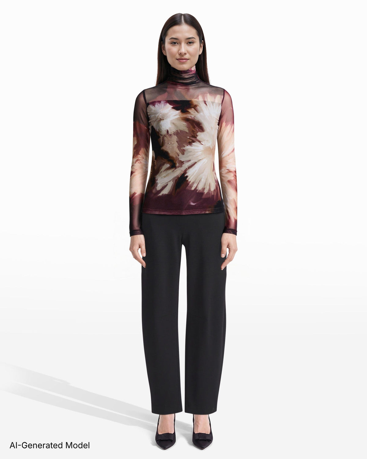 Anne Klein Seamless Turtleneck Long Sleeve Knit Top