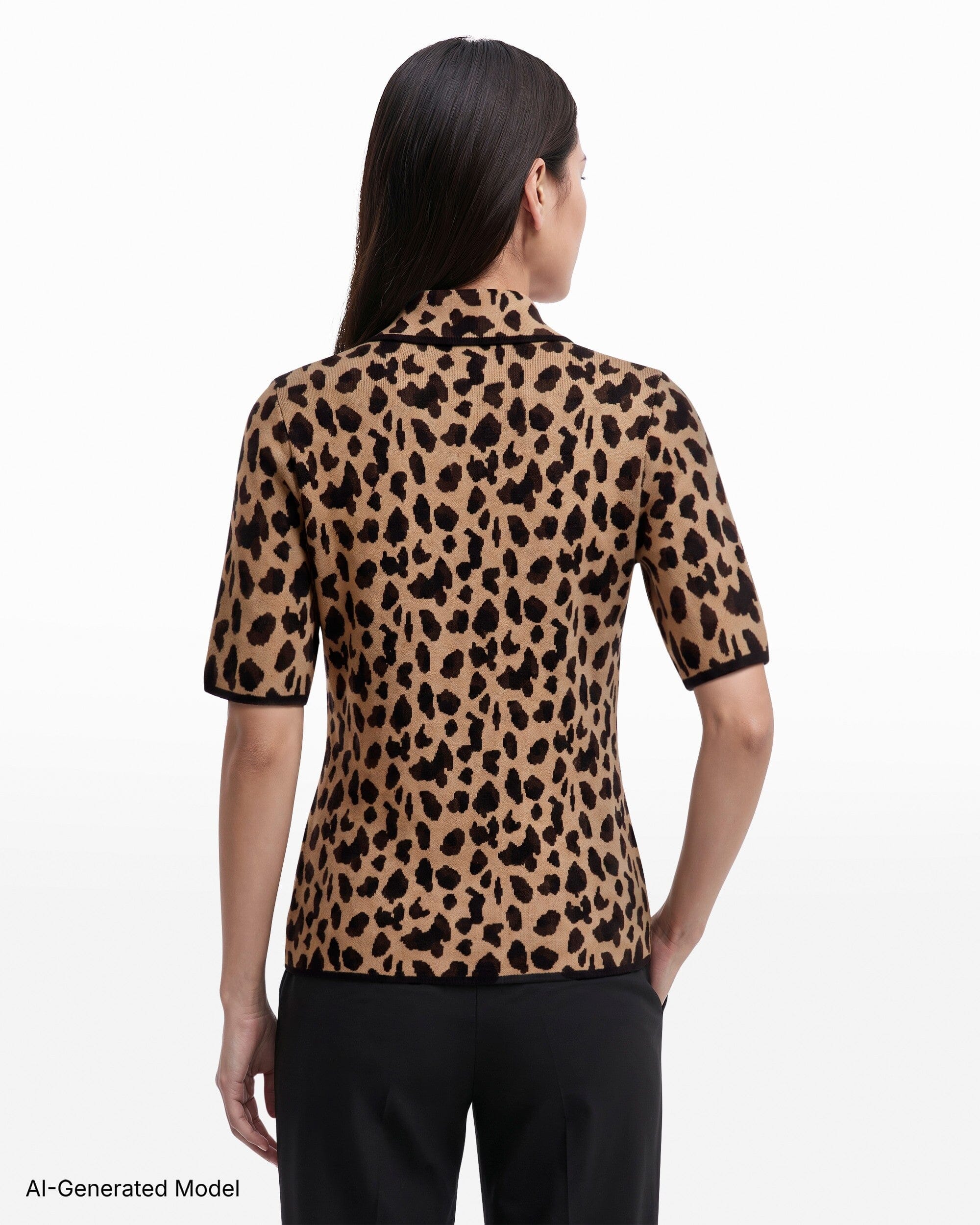 Animal Print Half Sleeve Turtleneck Knit Top Apparel & Accessories Kasper