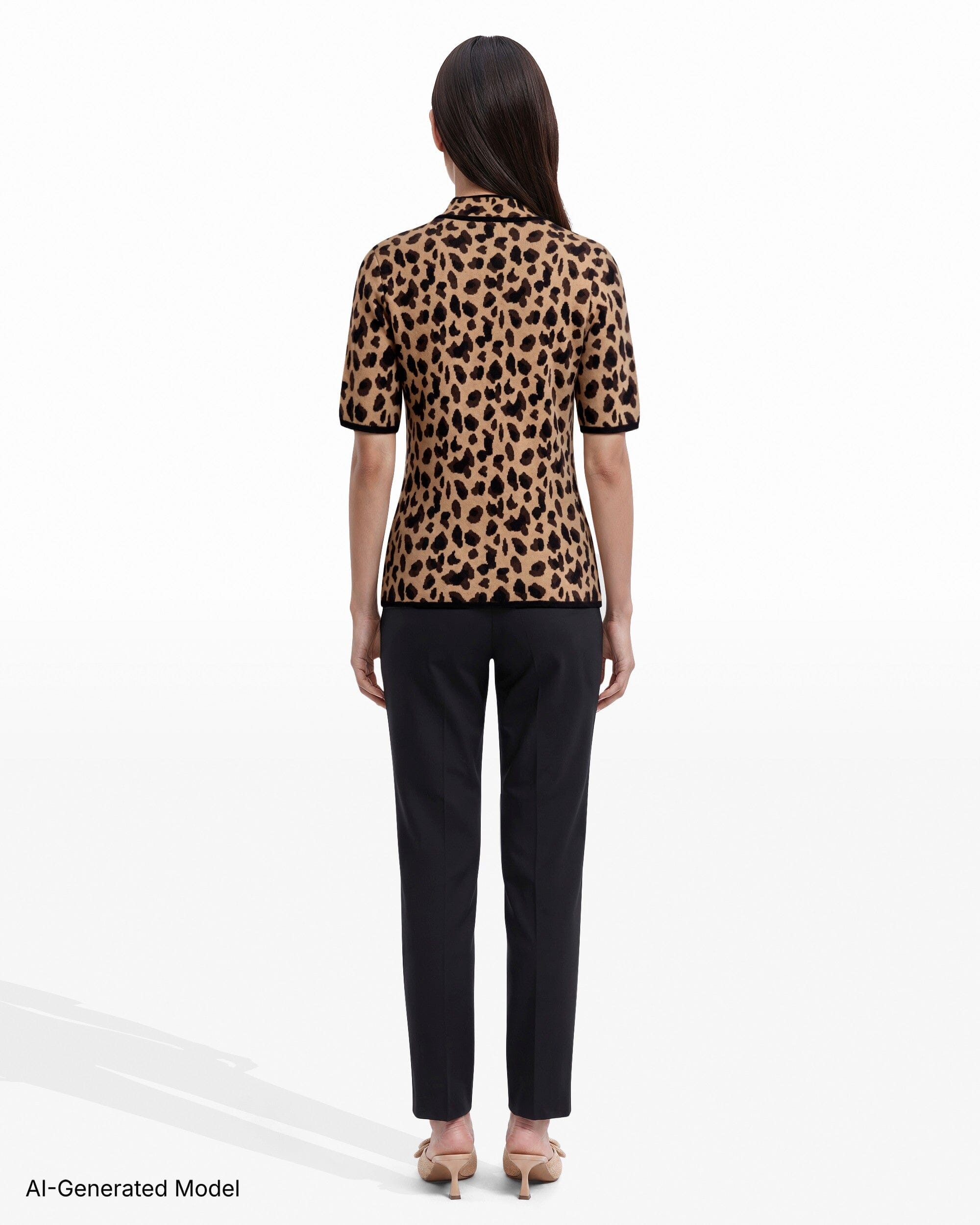 Animal Print Half Sleeve Turtleneck Knit Top Apparel & Accessories Kasper