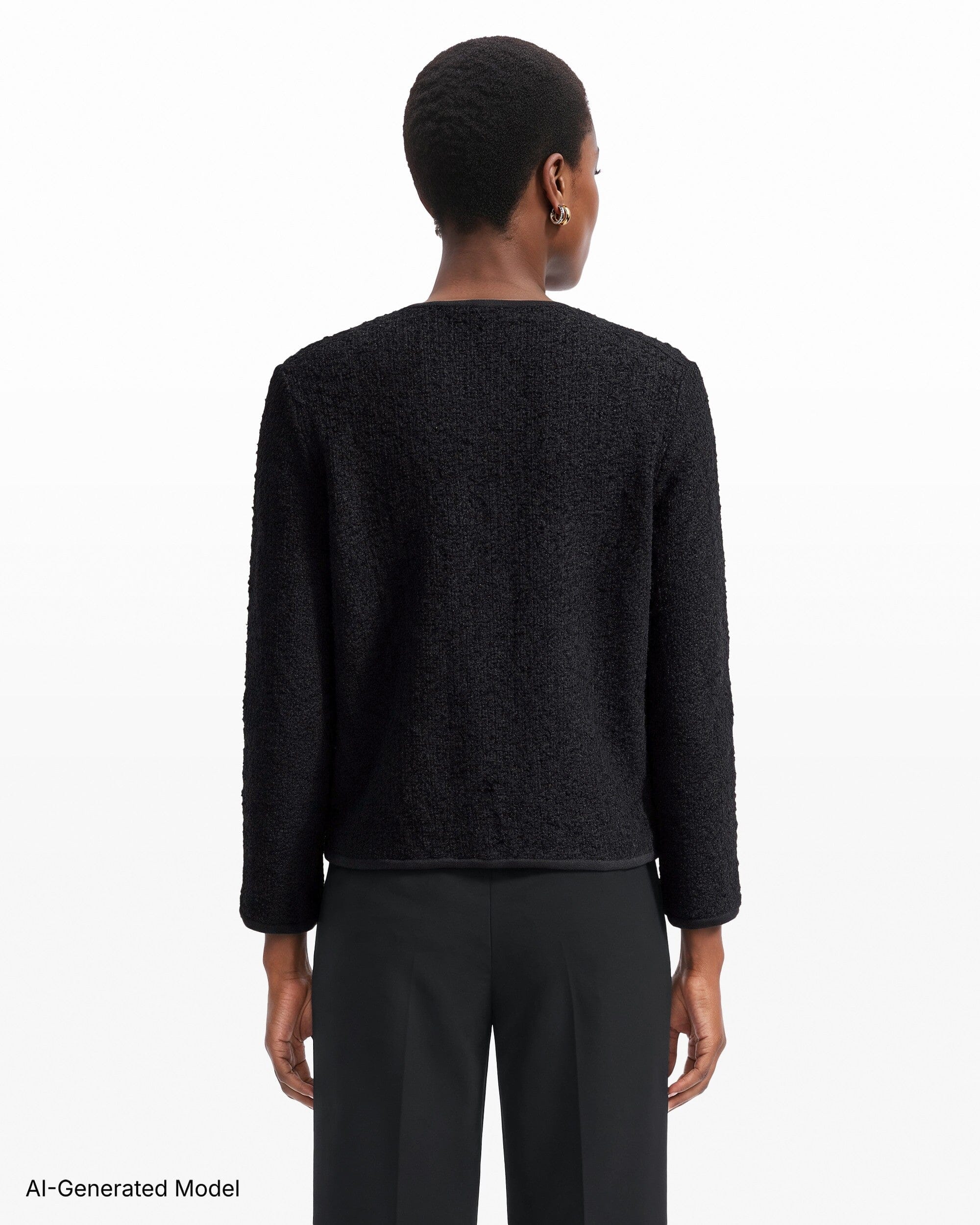 Anne Klein Eyelash Texture Yarn Button-Front Cardigan Sweater