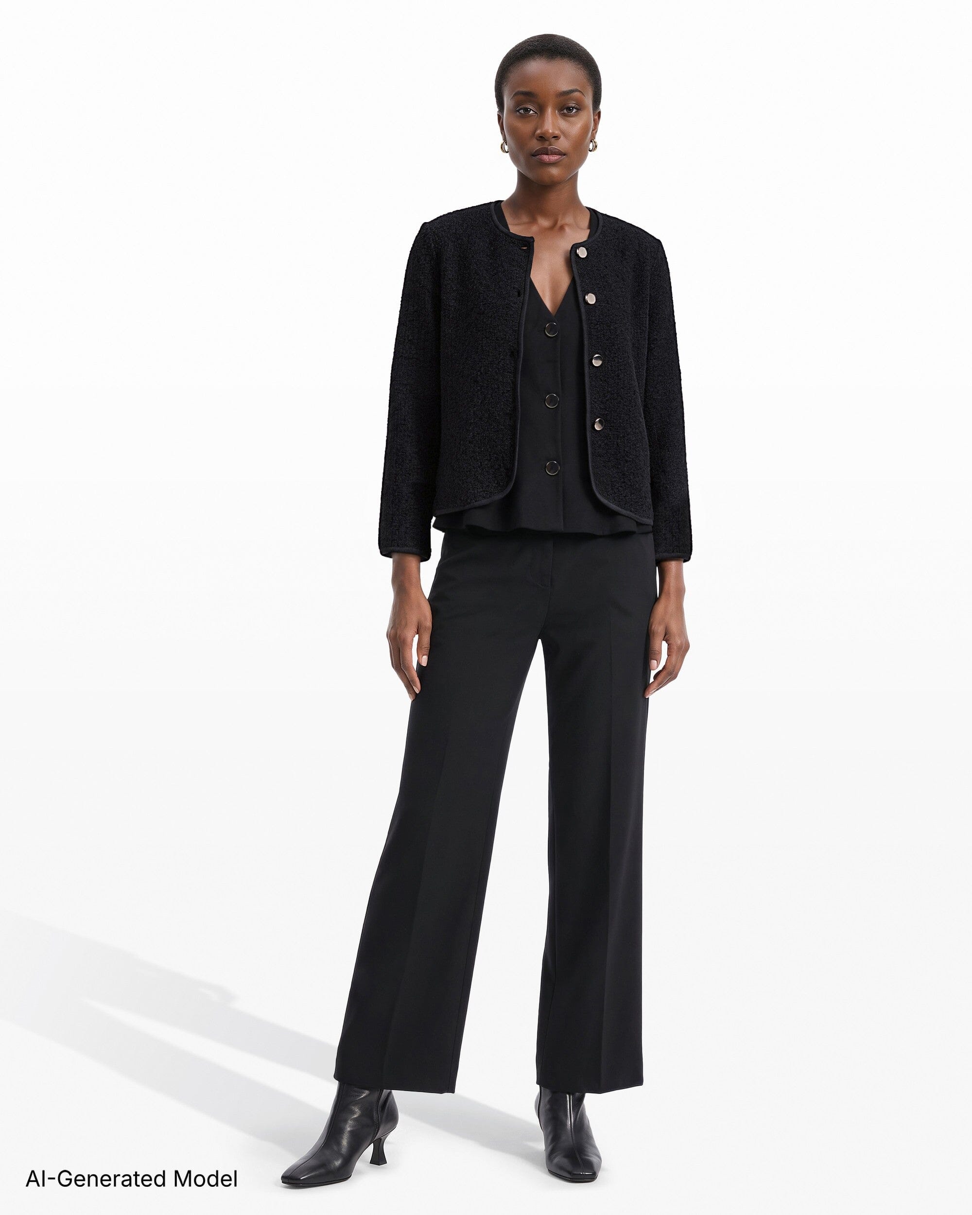 Anne Klein Eyelash Texture Yarn Button-Front Cardigan Sweater
